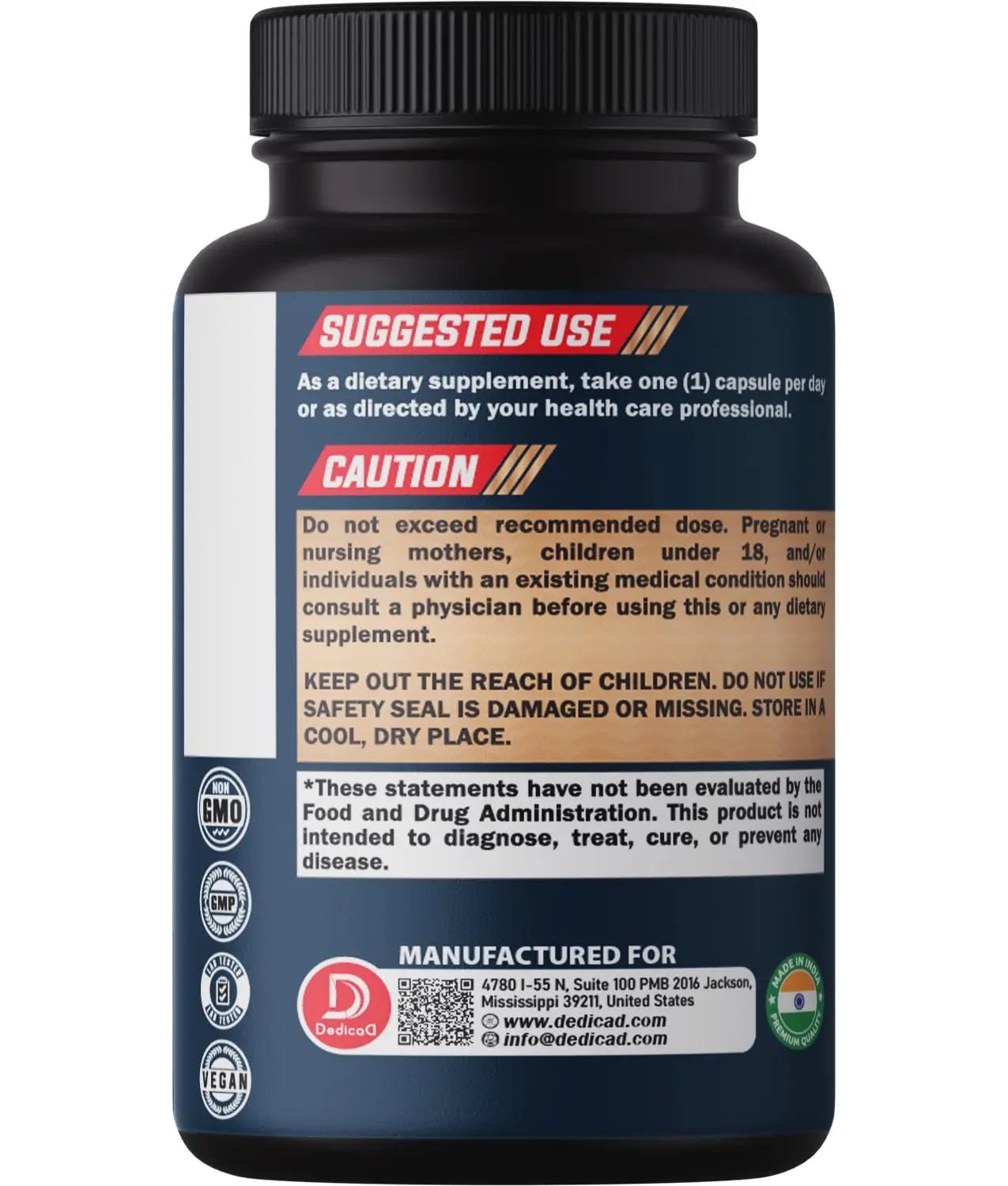 DEDICAD 12in1 Wormwood Black Walnut Clove Capsules - Immune, and Mood Support - 3 Month Supply - 90 Vegan Capsules - TrustMedUSA