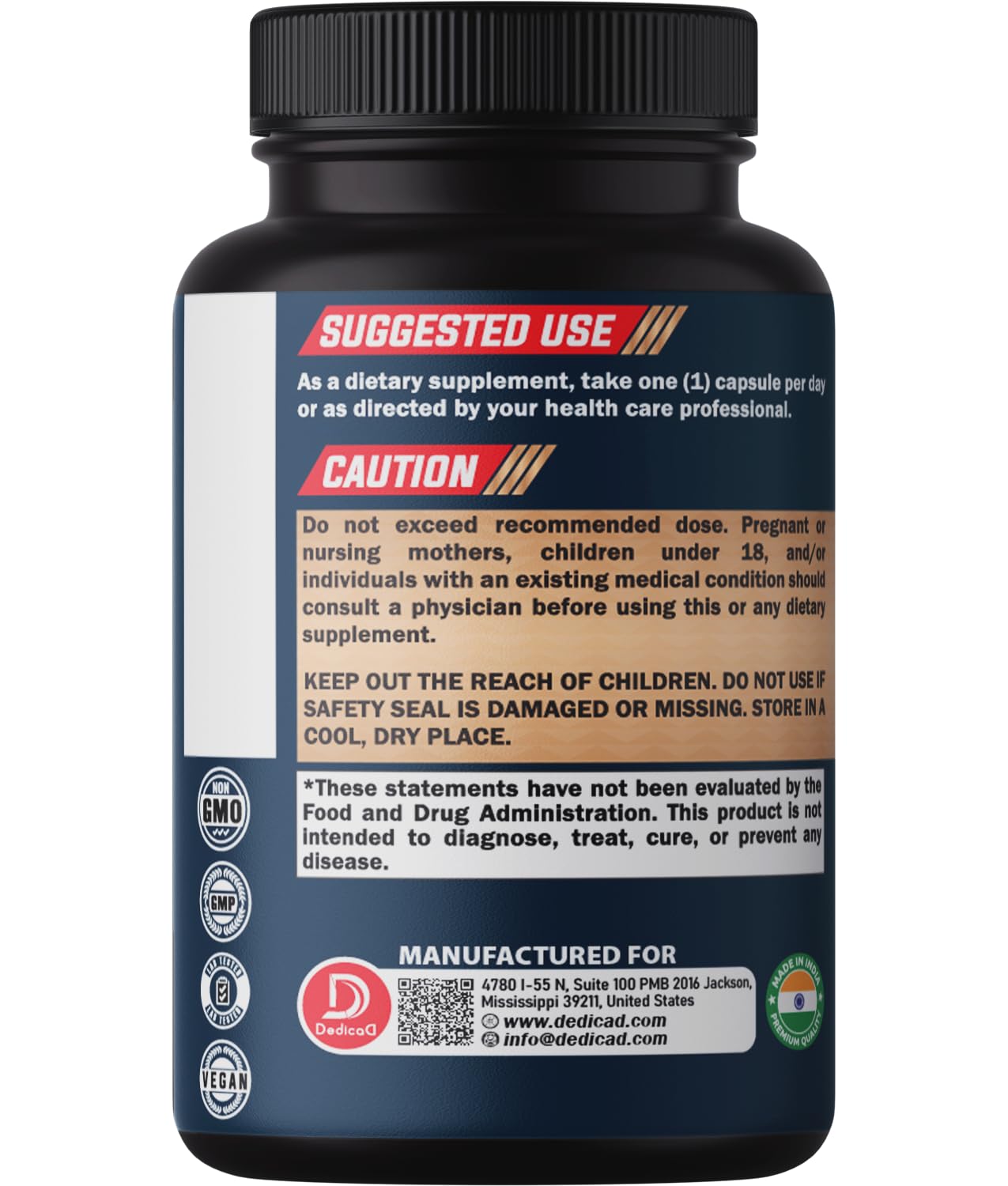 DEDICAD 12in1 Wormwood Black Walnut Clove Capsules - Immune, and Mood Support - 3 Month Supply - 90 Vegan Capsules - TrustMedUSA