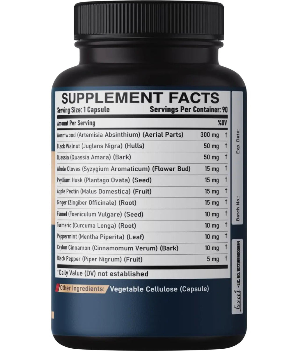 DEDICAD 12in1 Wormwood Black Walnut Clove Capsules - Immune, and Mood Support - 3 Month Supply - 90 Vegan Capsules - TrustMedUSA