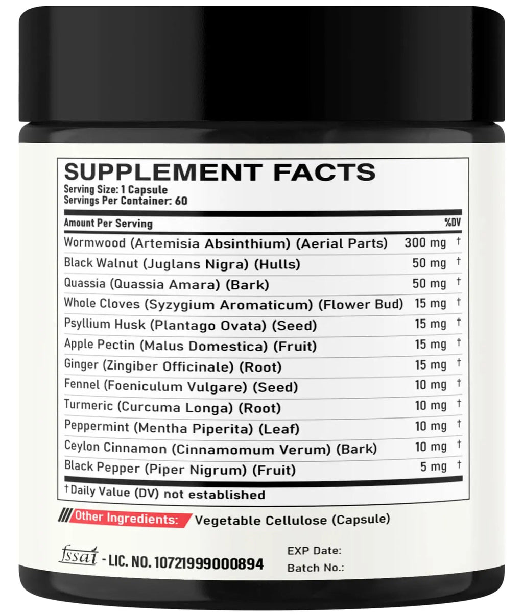 DEDICAD 12in1 Wormwood Capsules Black Walnut Cloves, Ginger, Turmeric Curcumin & Black Pepper - Immune System - 60 Capsules - TrustMedUSA