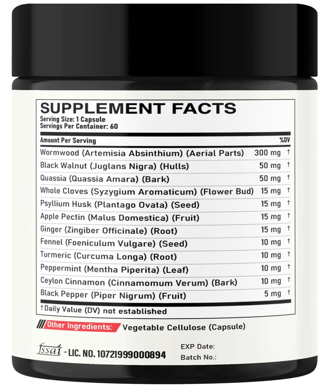 DEDICAD 12in1 Wormwood Capsules Black Walnut Cloves, Ginger, Turmeric Curcumin & Black Pepper - Immune System - 60 Capsules - TrustMedUSA