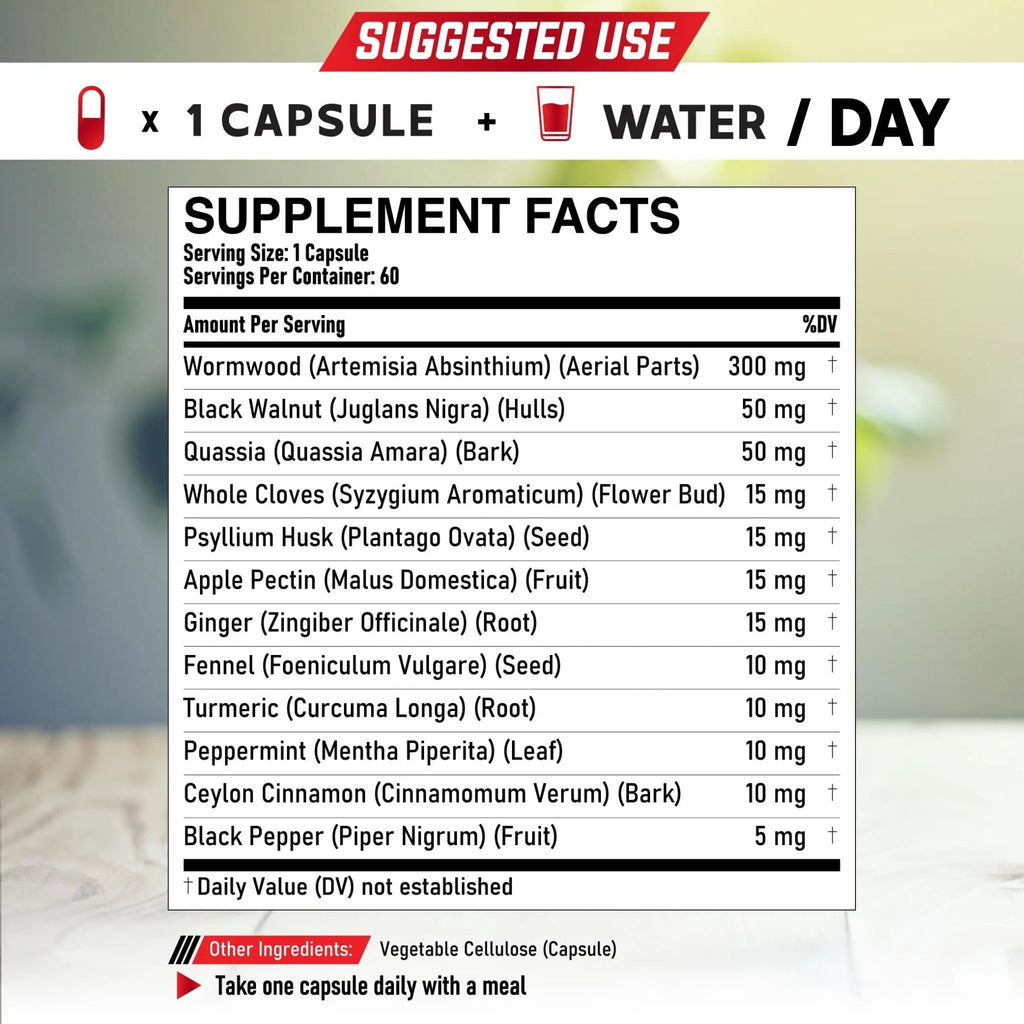 DEDICAD 12in1 Wormwood Capsules Black Walnut Cloves, Ginger, Turmeric Curcumin & Black Pepper - Immune System - 60 Capsules - TrustMedUSA