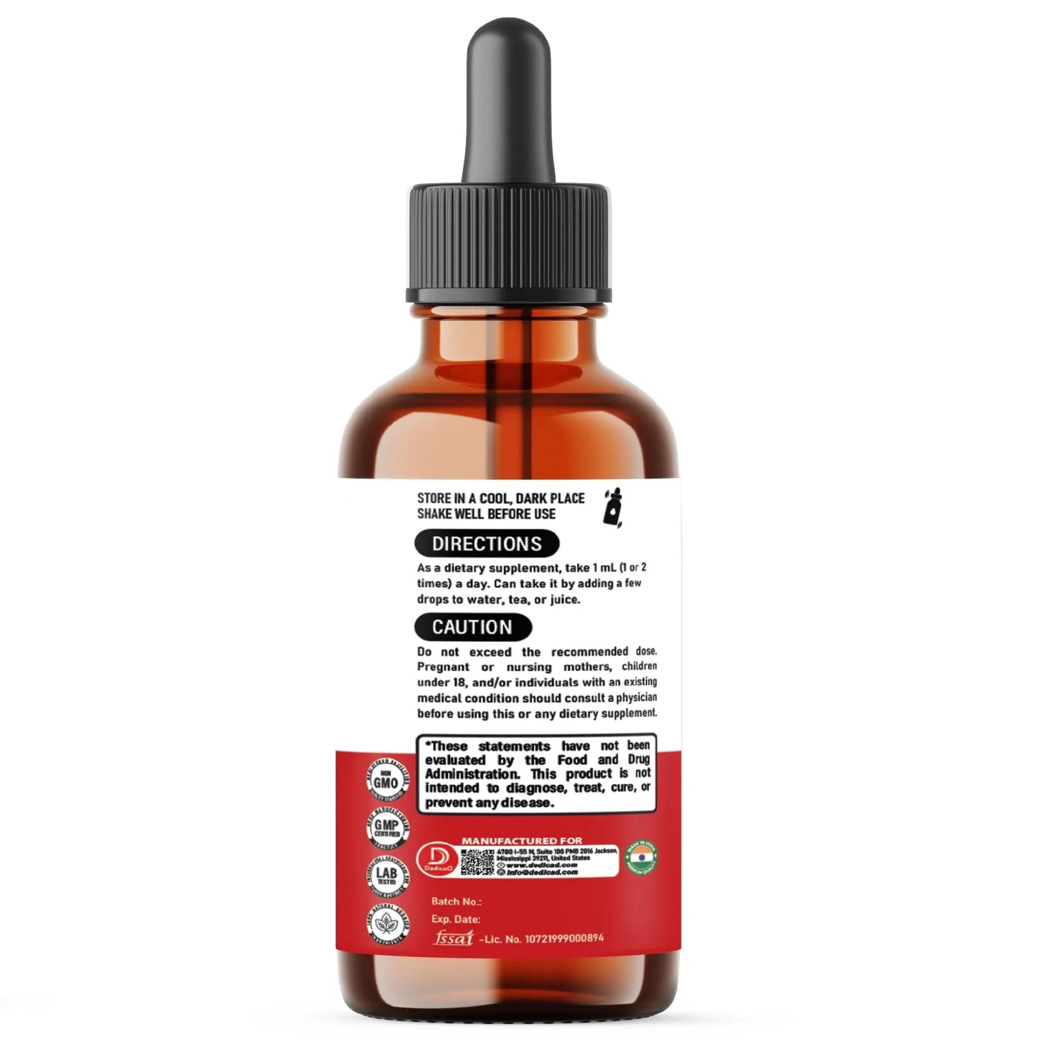 DEDICAD 12in1 Wormwood Liquid Drops Added Black Walnut, Whole Cloves and 9 More Herbs - 2 Fl Oz - 60 Days Supply - Mint Flavor - TrustMedUSA
