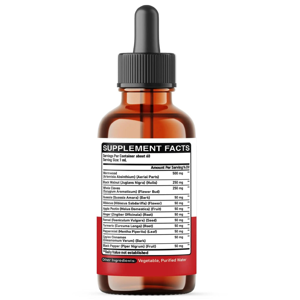 DEDICAD 12in1 Wormwood Liquid Drops Added Black Walnut, Whole Cloves and 9 More Herbs - 2 Fl Oz - 60 Days Supply - Mint Flavor - TrustMedUSA