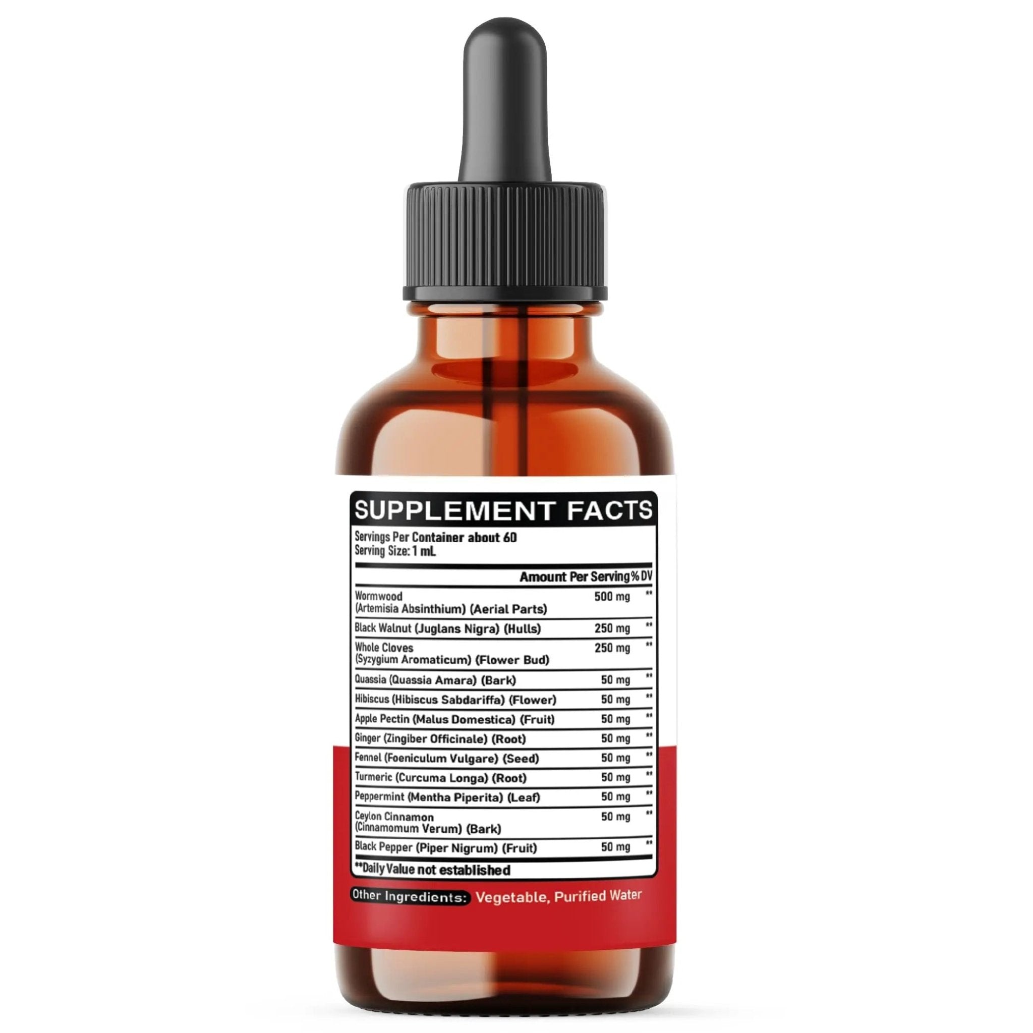 DEDICAD 12in1 Wormwood Liquid Drops Added Black Walnut, Whole Cloves and 9 More Herbs - 2 Fl Oz - 60 Days Supply - Mint Flavor - TrustMedUSA