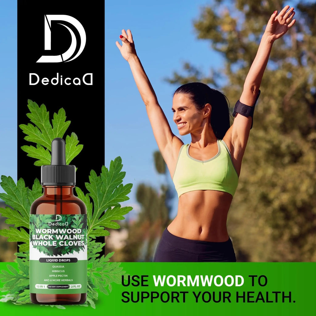 DEDICAD 12in1 Wormwood Liquid Drops - Black Walnut Wormwood Tincture Liquid Extract Whole Cloves and 9 More Herbs - 60 Days Supply - TrustMedUSA