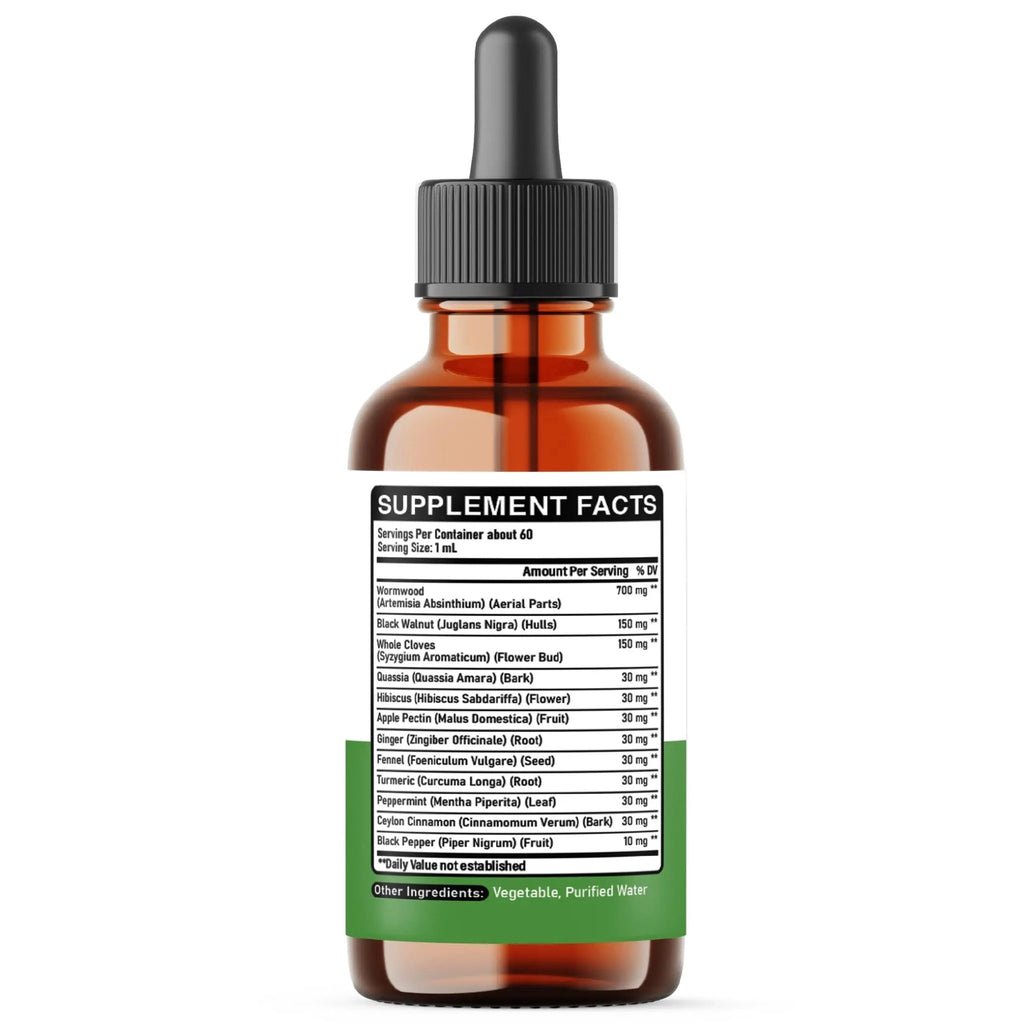 DEDICAD 12in1 Wormwood Liquid Drops - Black Walnut Wormwood Tincture Liquid Extract Whole Cloves and 9 More Herbs - 60 Days Supply - TrustMedUSA