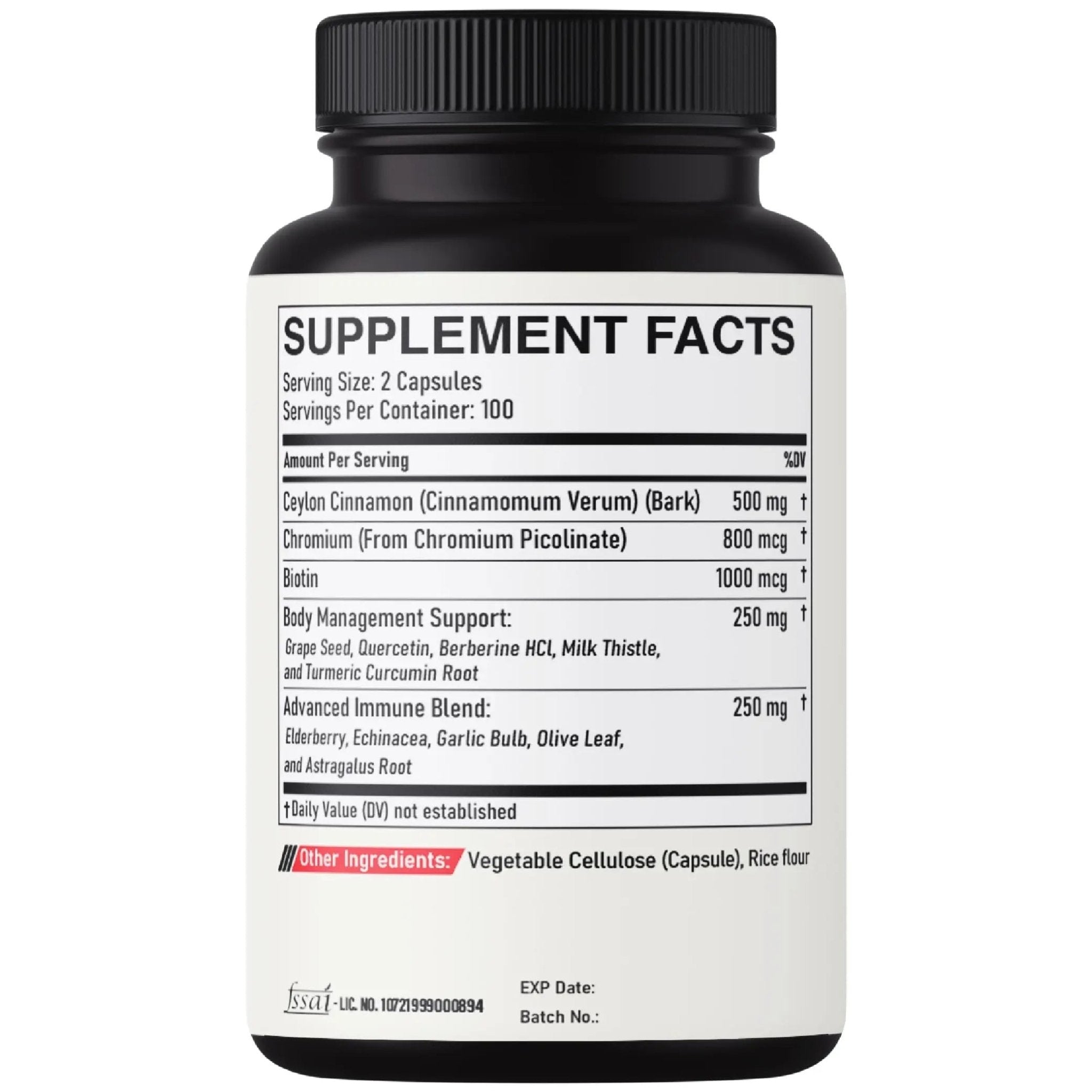 DEDICAD 13in1 Ceylon Cinnamon Capsules - 200 Capsules with Chromium Picolinate, Biotin, Grape Seed, Elderberry & More - TrustMedUSA