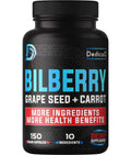 DEDICAD 20:1 Bilberry Extract Capsules - 5 Month Supply - Support Eyes, Vision & Heart Health - 10in1 Plus Grape Seed, Carrot, Elderberry, Eyebright & Others - 150 Counts - TrustMedUSA