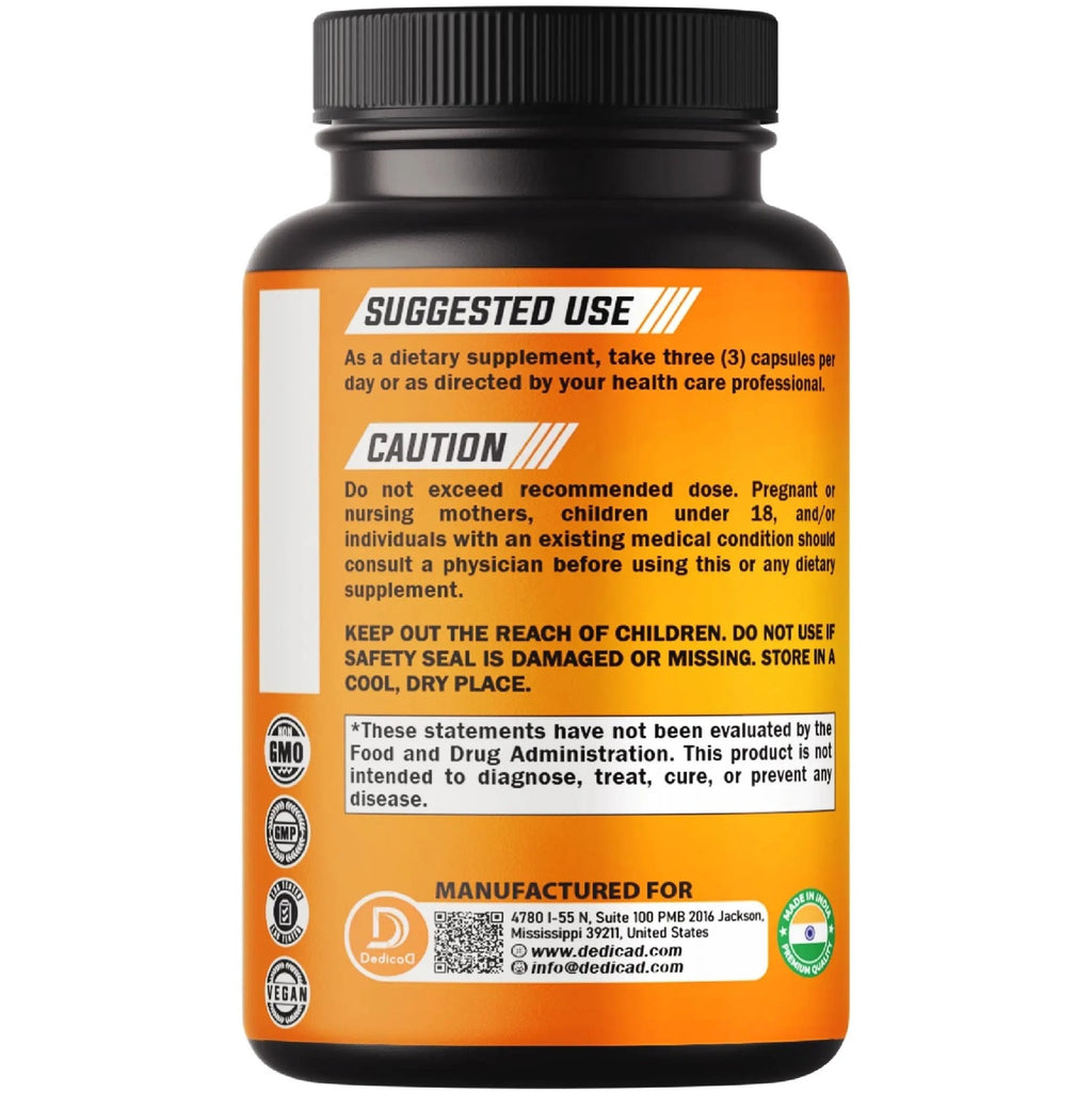 DEDICAD 27in1 Fiber and Spice Supplement - Combined with Organic Psyllium, Whole Apple, Elderberry & More - Support Mood, Body & Immunity - 90 Capsules for 1 Month - TrustMedUSA