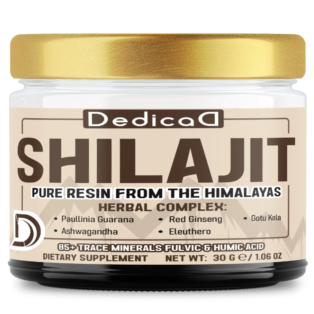 DEDICAD 30g Shilajit Resin with Herbal Complex - Paullinia Guarana, Gotu Kola Leaf & More - Shilajit Pure Himalayan Organic for Immune System, Energy Production, Brain Health & Stamina - TrustMedUSA