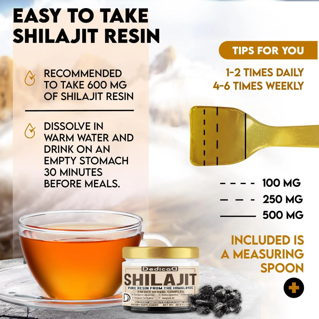 DEDICAD 30g Shilajit Resin with Herbal Complex - Paullinia Guarana, Gotu Kola Leaf & More - Shilajit Pure Himalayan Organic for Immune System, Energy Production, Brain Health & Stamina - TrustMedUSA