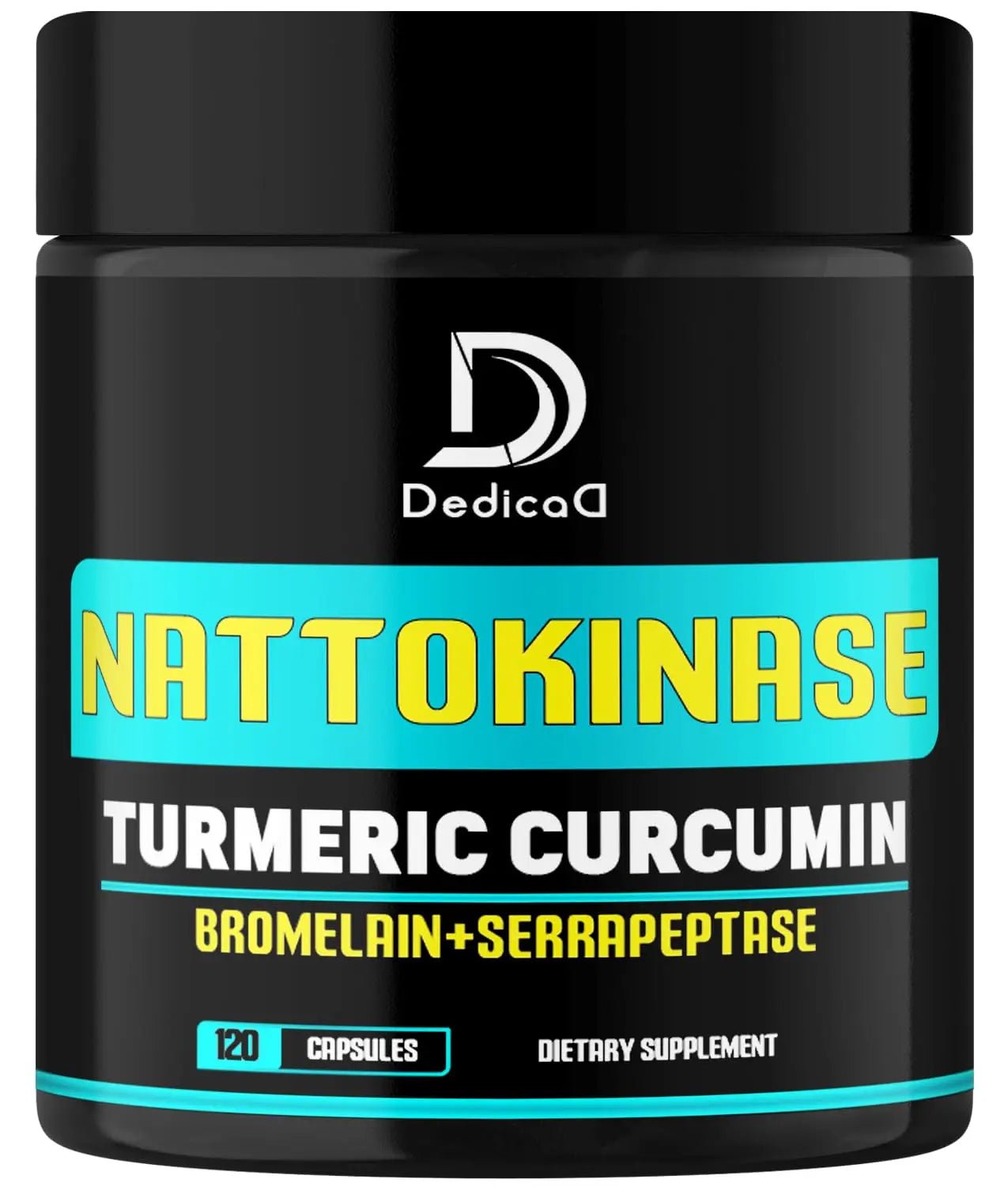 DEDICAD 4-in-1 Nattokinase 2000 Fu, Turmeric, Bromelain, Serrapeptase - Spike Protein Detox - Body Balance, Circulation Health & Immune System - 120 Capsules 4-Month Supply - TrustMedUSA