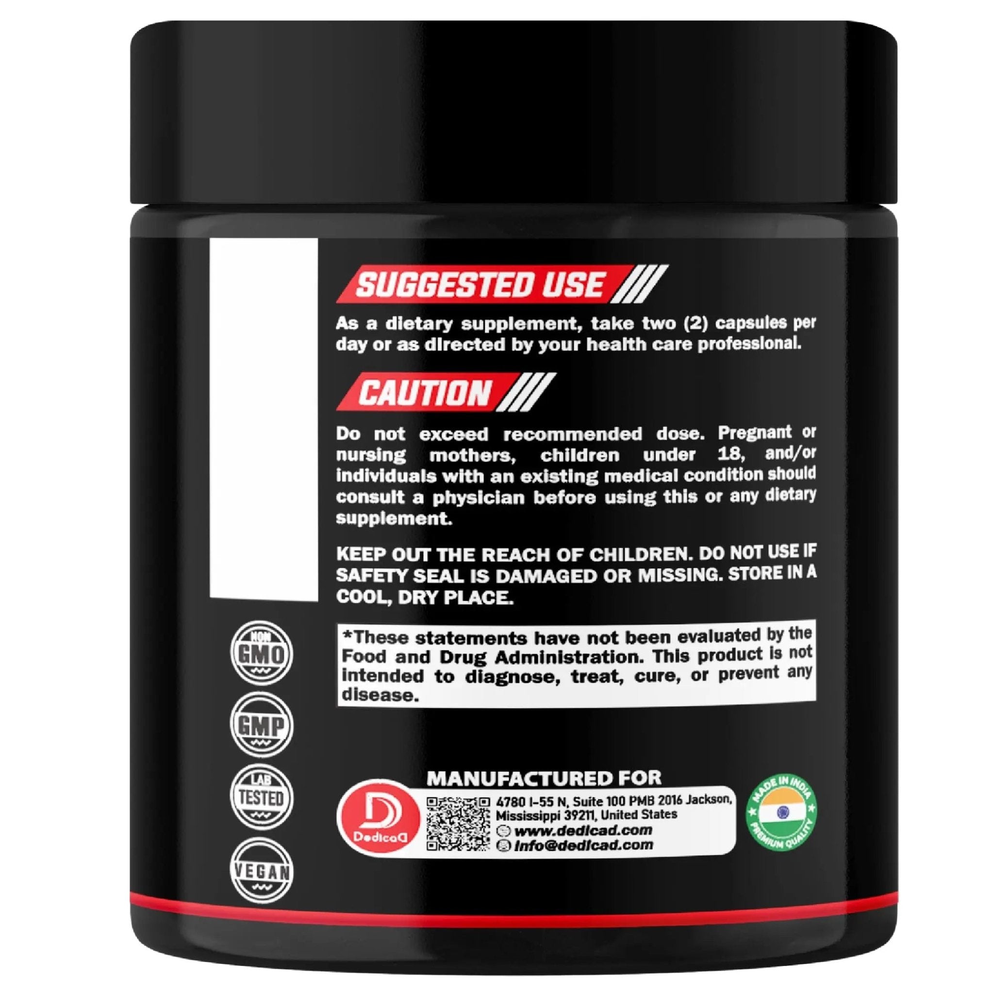 DEDICAD 5 HTP Supplement 1010mg - 60 Capsules - 3in1 Combined with Vitamin B6, L-Tryptophan - Comfortable Mood, Brain Health, Body Management & Immune System Support - TrustMedUSA