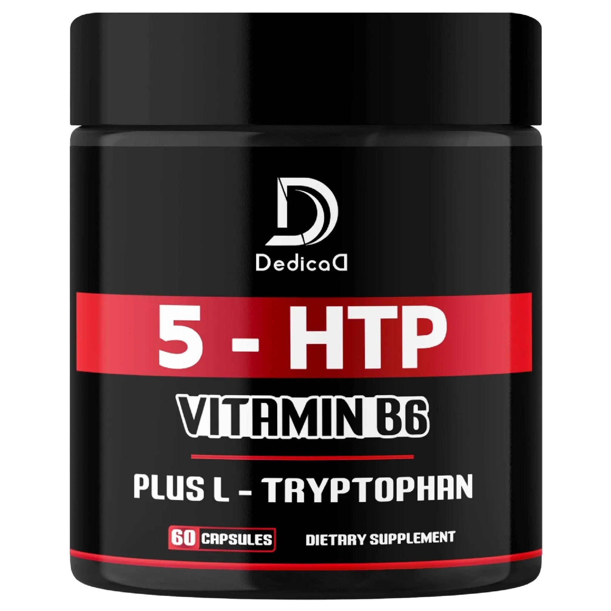 DEDICAD 5 HTP Supplement 1010mg - 60 Capsules - 3in1 Combined with Vitamin B6, L-Tryptophan - Comfortable Mood, Brain Health, Body Management & Immune System Support - TrustMedUSA