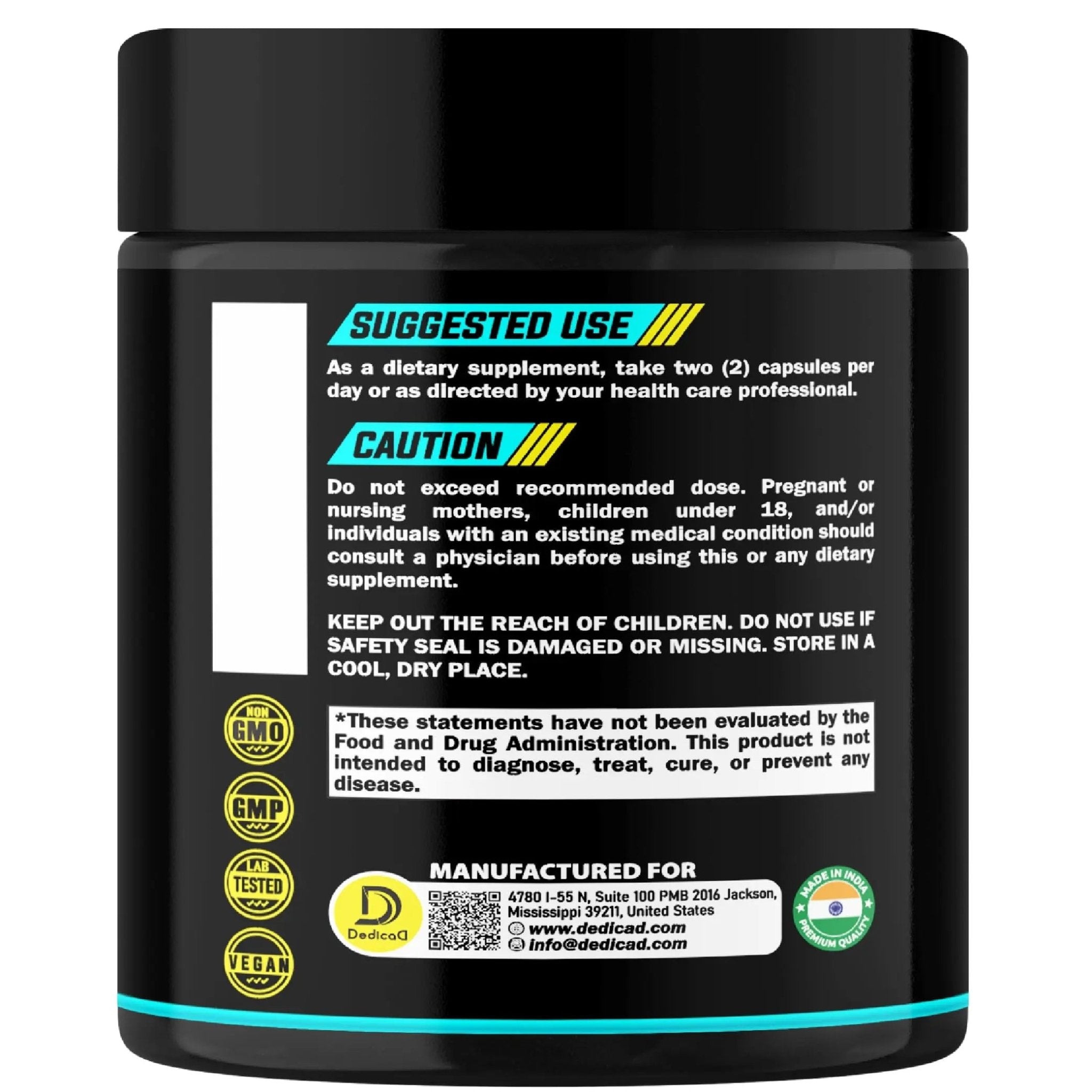 DEDICAD 500Mg Lactoferrin Supplement - 120 Capsules for 2-Month Supply - TrustMedUSA
