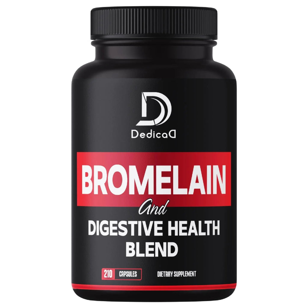 DEDICAD 6in1 Bromelain 500mg Supplement - 1000mg per Serving - 210 Capsules with Digestive Health Blend as Quercetin, Ginger, Turmeric, Papaya - Support Overall Health, Digestion & Immune System - TrustMedUSA