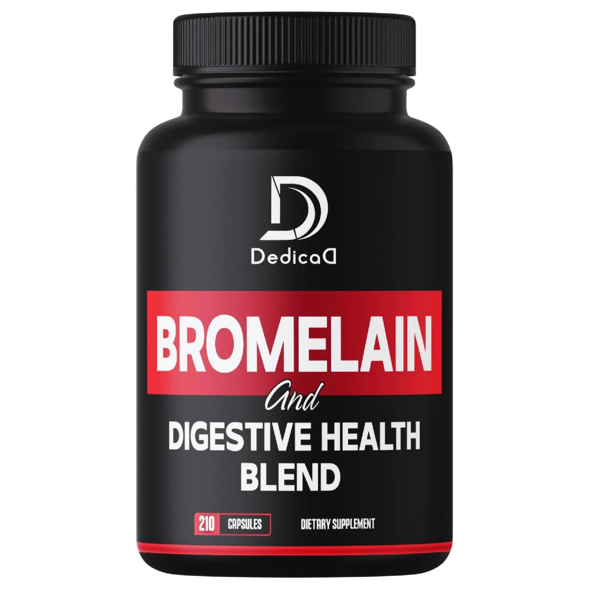 DEDICAD 6in1 Bromelain 500mg Supplement - 1000mg per Serving - 210 Capsules with Digestive Health Blend as Quercetin, Ginger, Turmeric, Papaya - Support Overall Health, Digestion & Immune System - TrustMedUSA