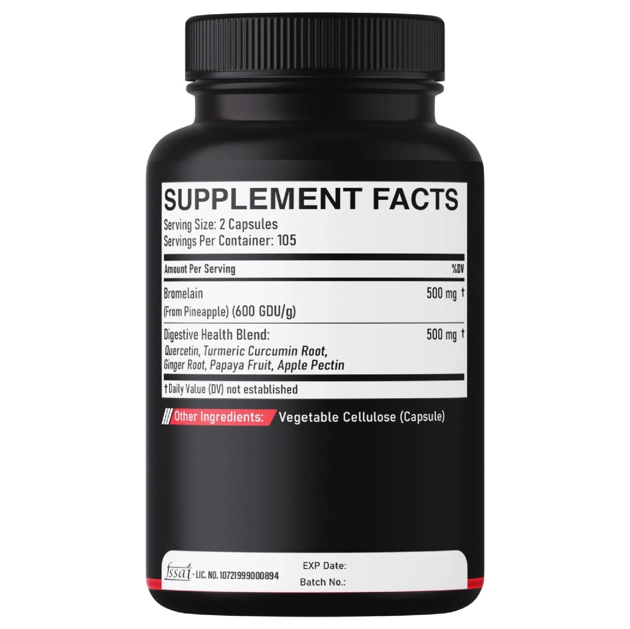 DEDICAD 6in1 Bromelain 500mg Supplement - 1000mg per Serving - 210 Capsules with Digestive Health Blend as Quercetin, Ginger, Turmeric, Papaya - Support Overall Health, Digestion & Immune System - TrustMedUSA