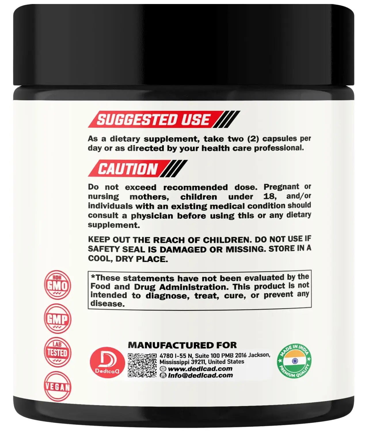 DEDICAD 9in1 Cortisol Supplement - Ashwagandha and Magnesium Glycinate and Chelate - Brain Health & Restful Night & Mood Balance - 90 Capsules Supply 45 Days - TrustMedUSA