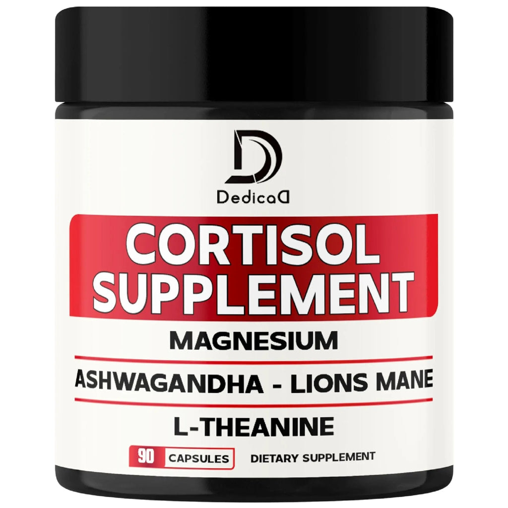 DEDICAD 9in1 Cortisol Supplement - Ashwagandha and Magnesium Glycinate and Chelate - Brain Health & Restful Night & Mood Balance - 90 Capsules Supply 45 Days - TrustMedUSA