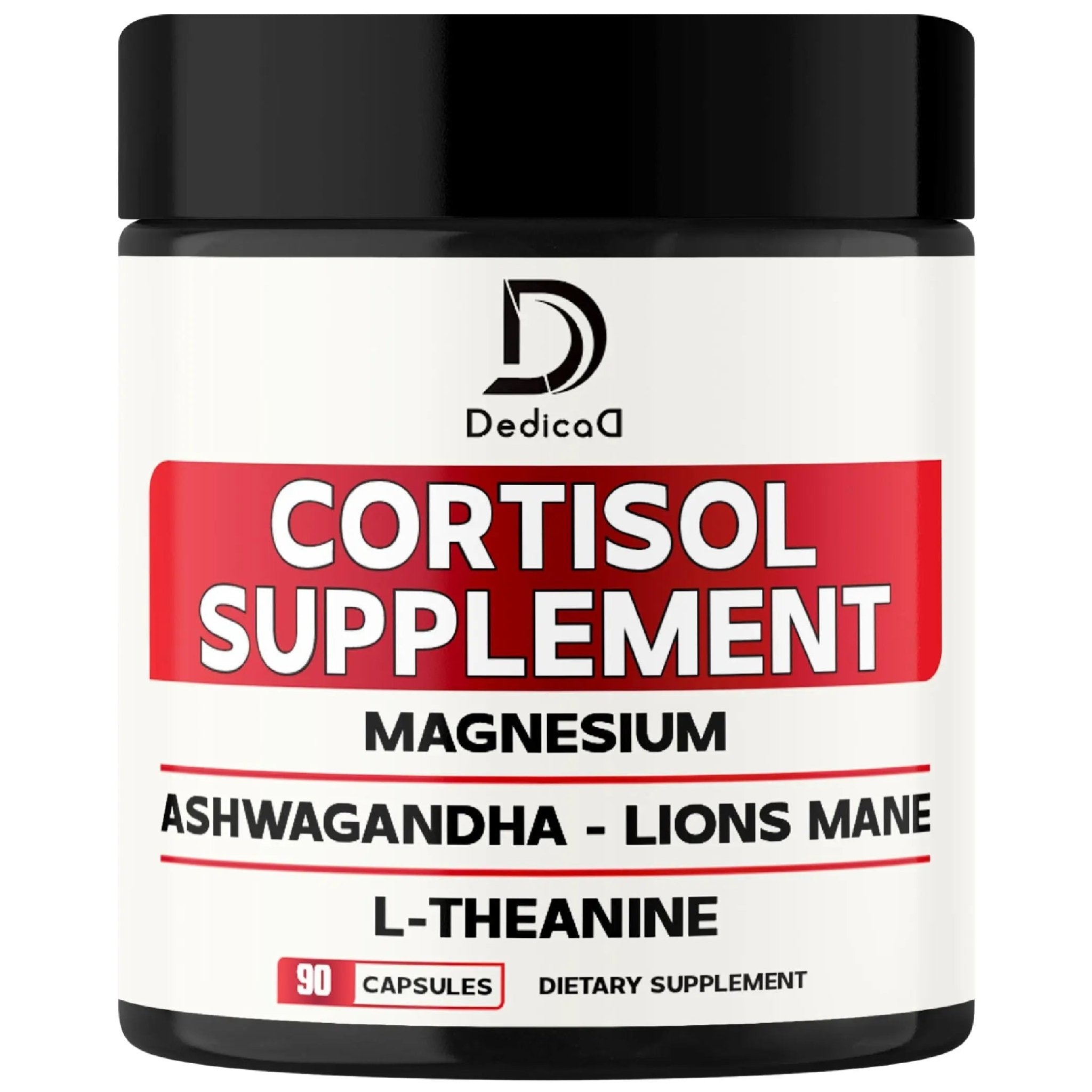 DEDICAD 9in1 Cortisol Supplement - Ashwagandha and Magnesium Glycinate and Chelate - Brain Health & Restful Night & Mood Balance - 90 Capsules Supply 45 Days - TrustMedUSA