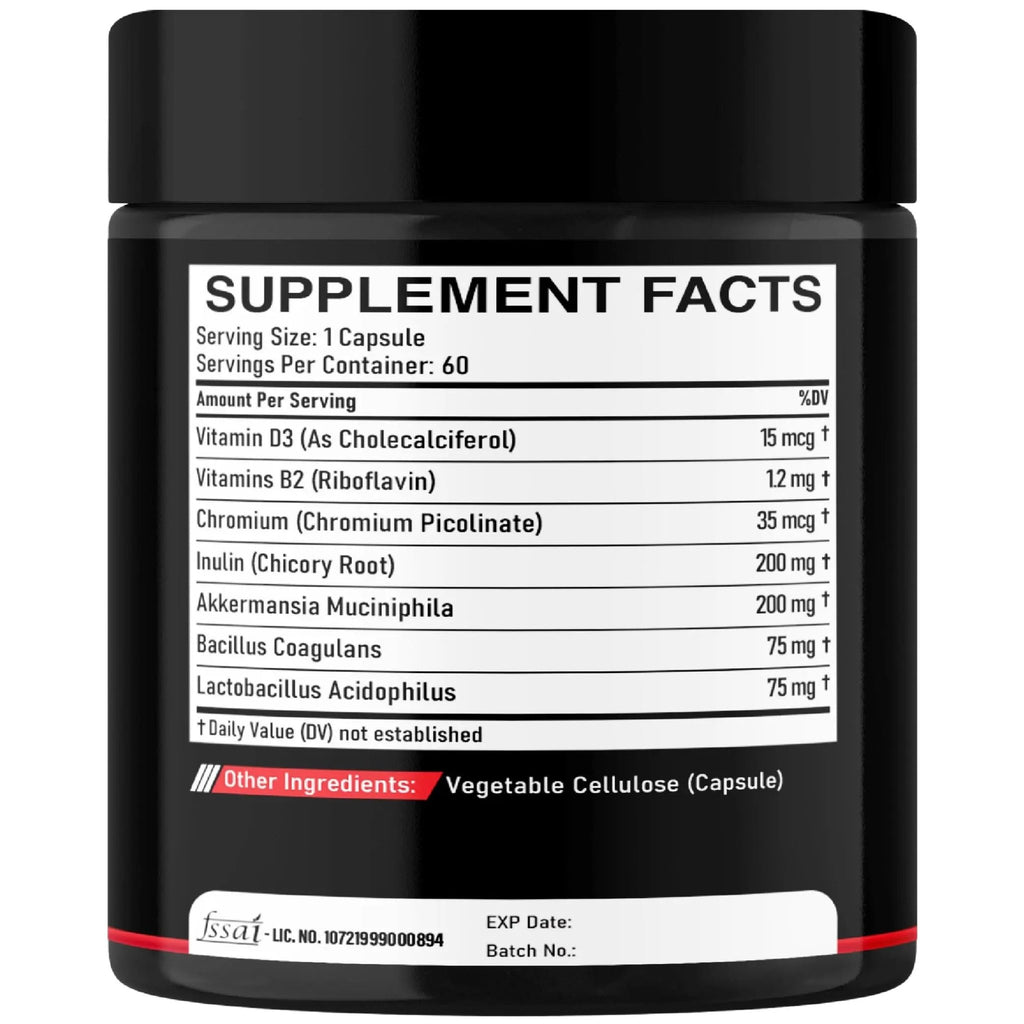 DEDICAD Akkermansia Probiotic for Increases GLP-1 - Contains Inulin, Bacillus Coagulans, Lactobacillus Acidophilus & Chromium - 60 Days Supply - 60 Capsules - TrustMedUSA