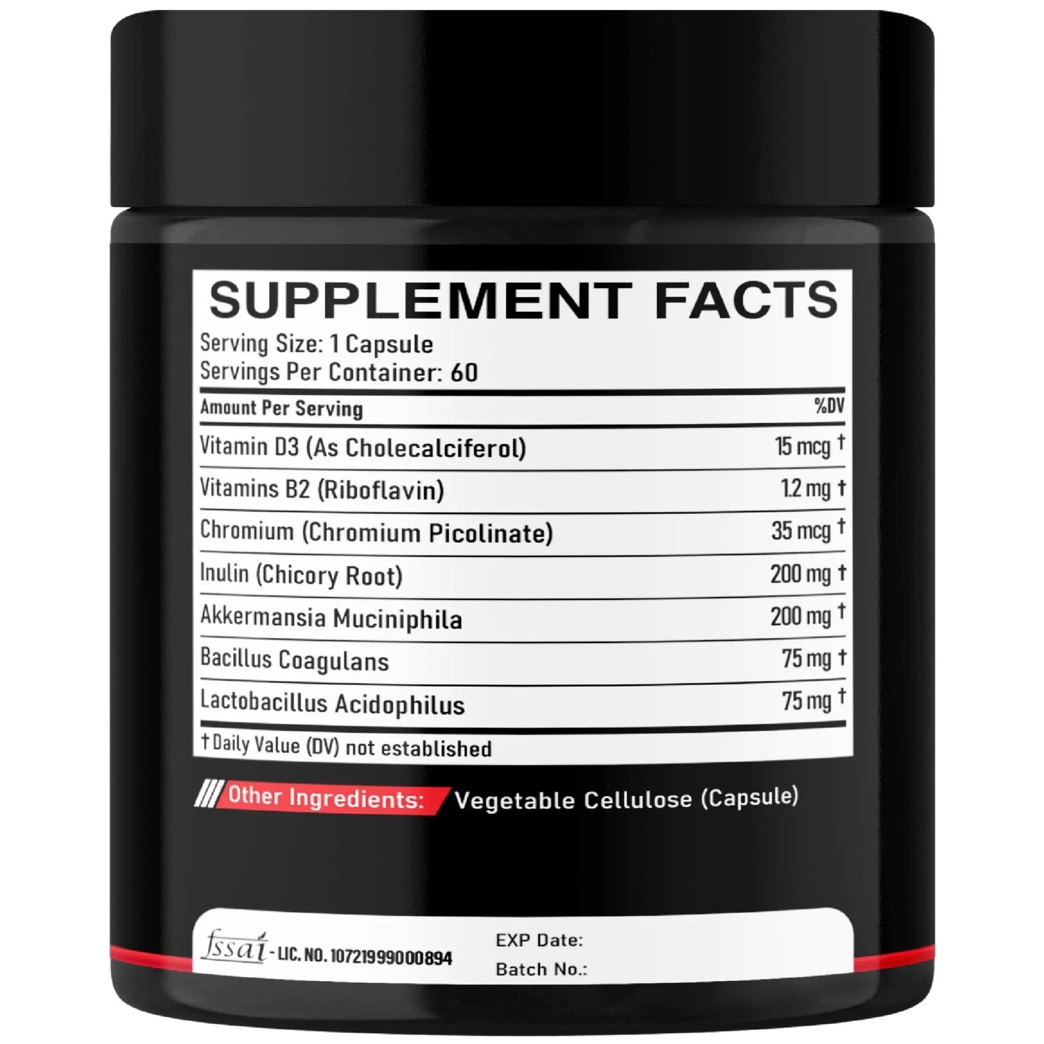 DEDICAD Akkermansia Probiotic for Increases GLP-1 - Contains Inulin, Bacillus Coagulans, Lactobacillus Acidophilus & Chromium - 60 Days Supply - 60 Capsules - TrustMedUSA
