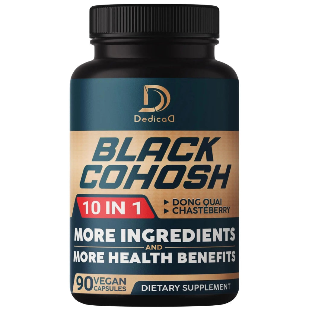 DEDICAD Black Cohosh Supplement - 3 Months for Menopause & Immune Health - Blend of 12 Potent Herb Includes Dong Quai, Chasteberry, Wild Yam, Red Clover, Black Pepper & Others - 90 Vegan Capsules - TrustMedUSA