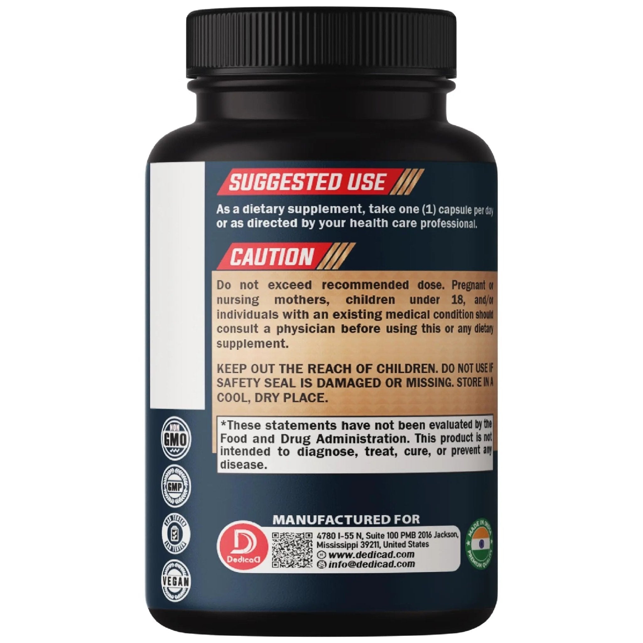 DEDICAD Black Cohosh Supplement - 3 Months for Menopause & Immune Health - Blend of 12 Potent Herb Includes Dong Quai, Chasteberry, Wild Yam, Red Clover, Black Pepper & Others - 90 Vegan Capsules - TrustMedUSA