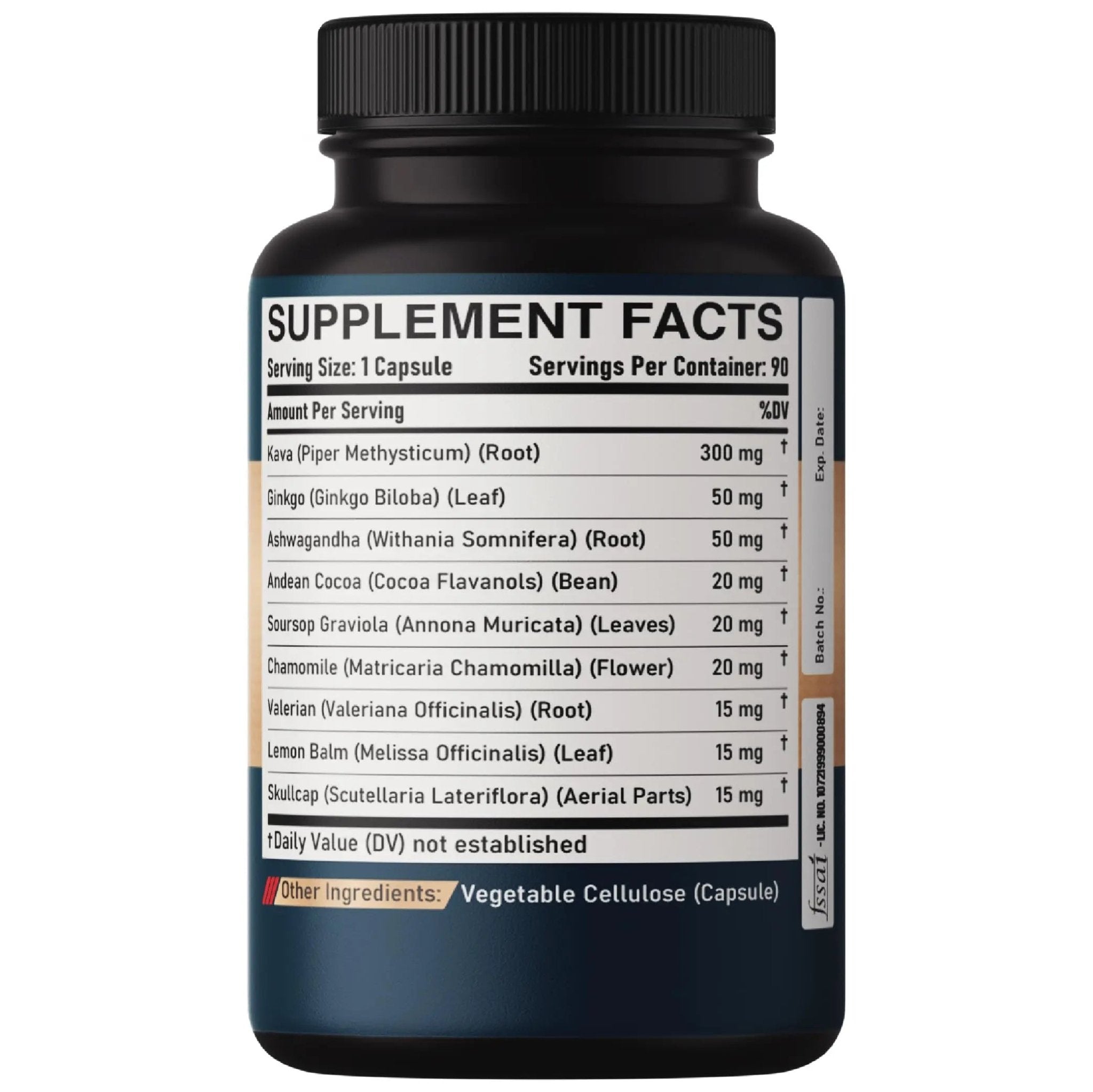 DEDICAD Kava Kava Capsules - 3 Month Supply - 9 Herbs with Ginkgo Biloba, Ashwagandha Root, Andean Cocoa, Graviola Leaf, Chamomile, Valerian, Lemon Balm & Skullcap - Support Mood & Immune - 90 Pills - TrustMedUSA