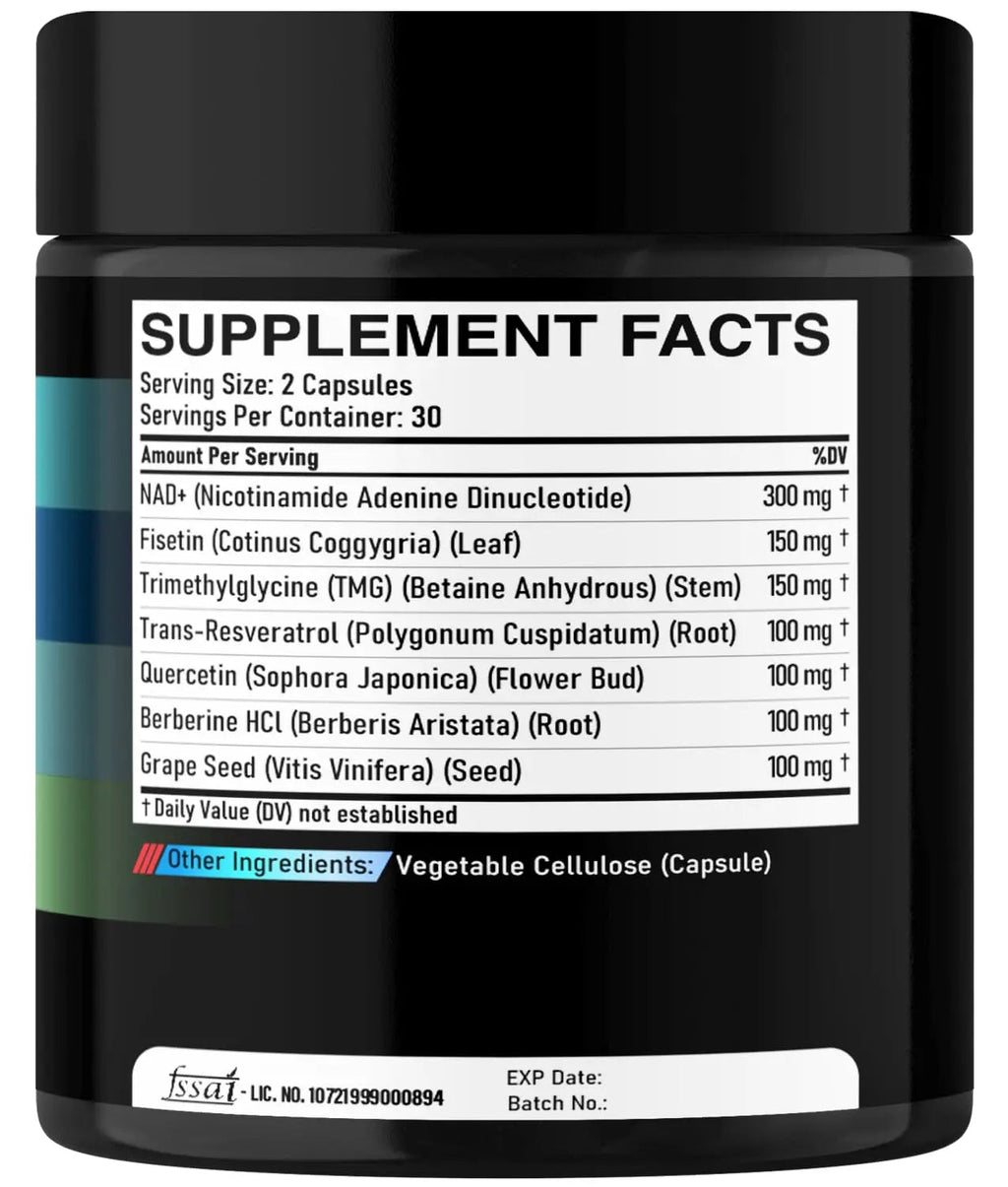 DEDICAD NAD.+ Supplement - Combined to Resveratrol, Quercetin, Berberine, Fisetin, TMG and Grape Seed - 60 Capsules - TrustMedUSA