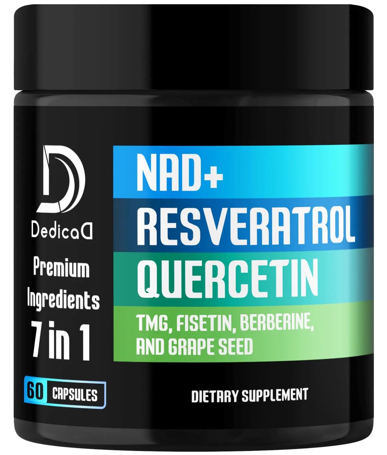 DEDICAD NAD.+ Supplement - Combined to Resveratrol, Quercetin, Berberine, Fisetin, TMG and Grape Seed - 60 Capsules - TrustMedUSA