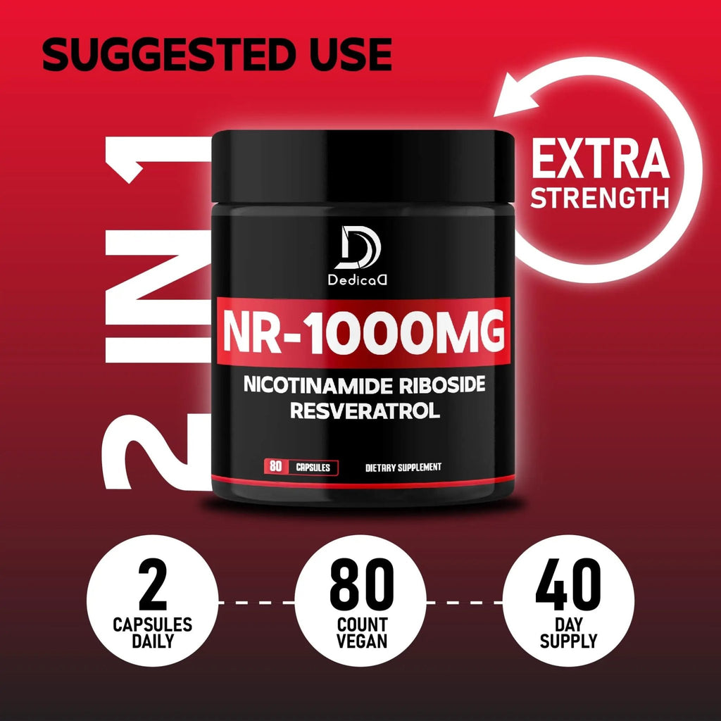 DEDICAD NAD Supplement with Nicotinamide Riboside and Trans Resveratrol - NR for Men & Women - 80 Capsules - TrustMedUSA
