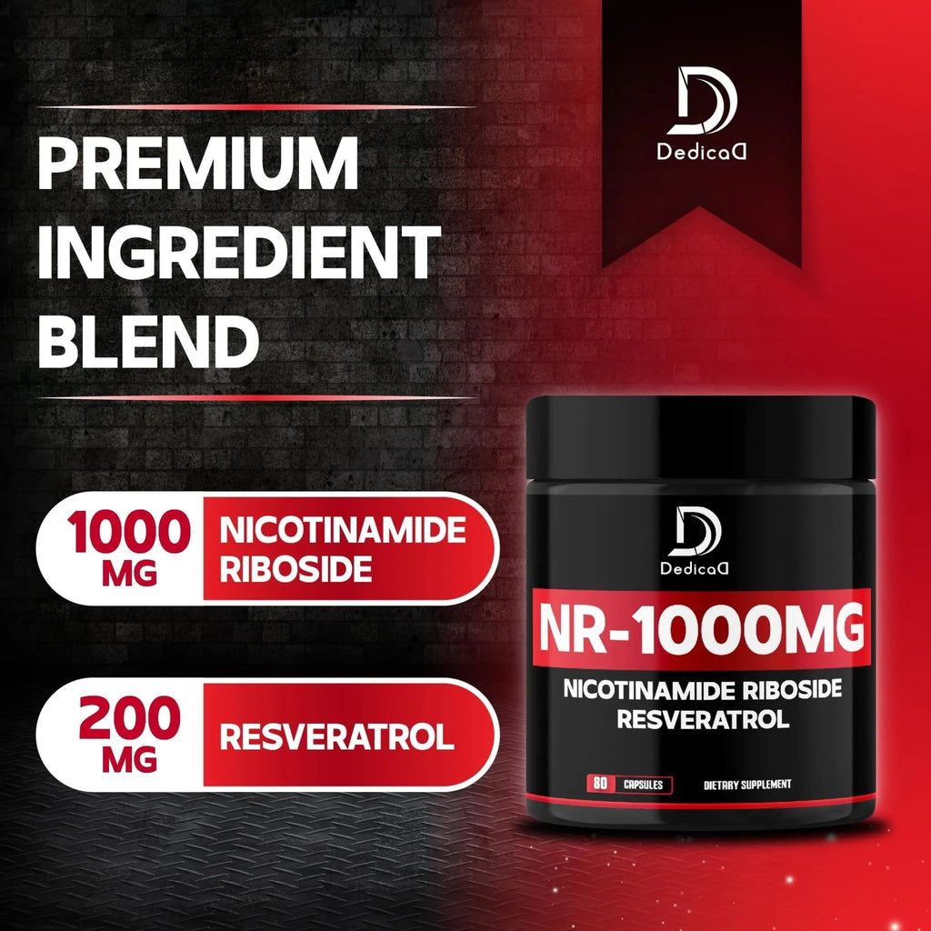 DEDICAD NAD Supplement with Nicotinamide Riboside and Trans Resveratrol - NR for Men & Women - 80 Capsules - TrustMedUSA