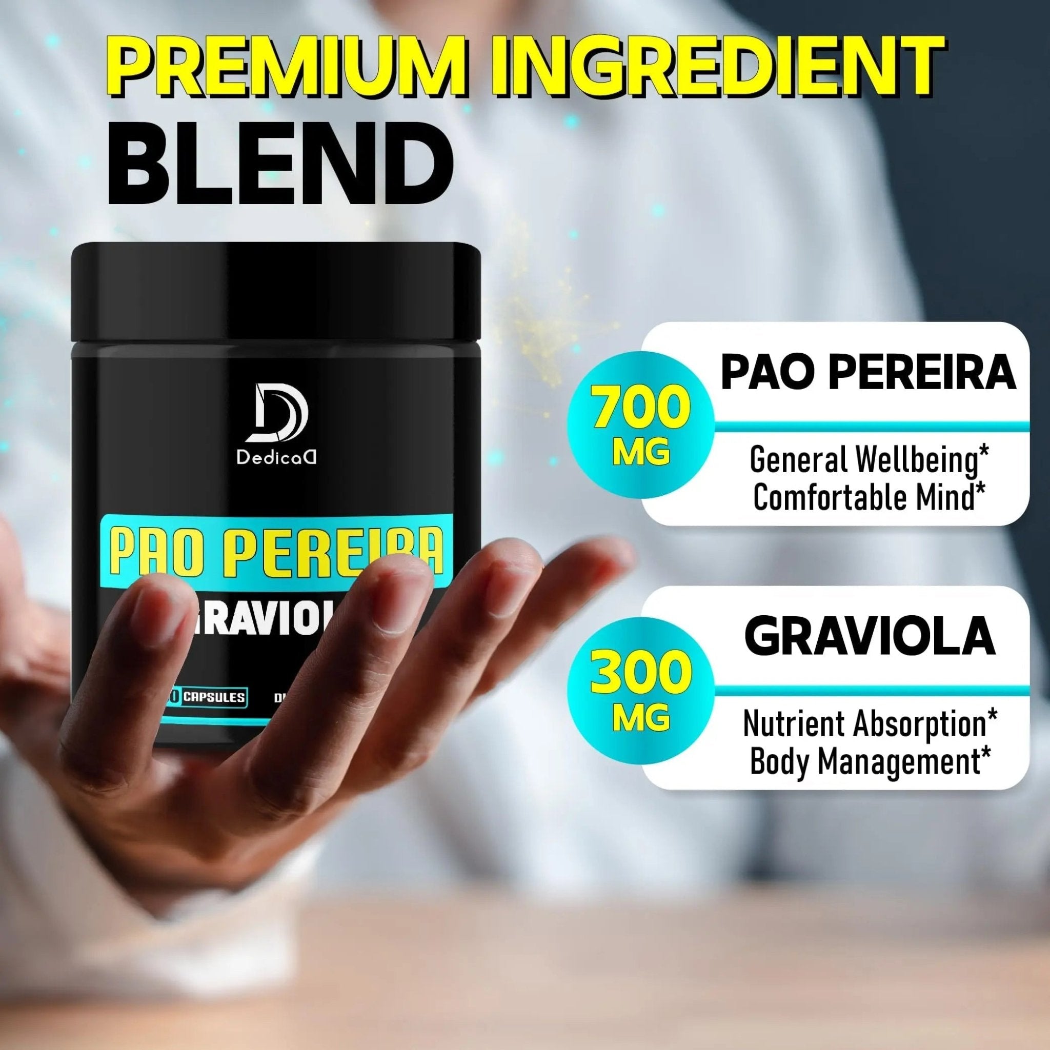 DEDICAD Pao Pereira Bark Extract and Graviola Soursop - 150 Capsules Supply - TrustMedUSA