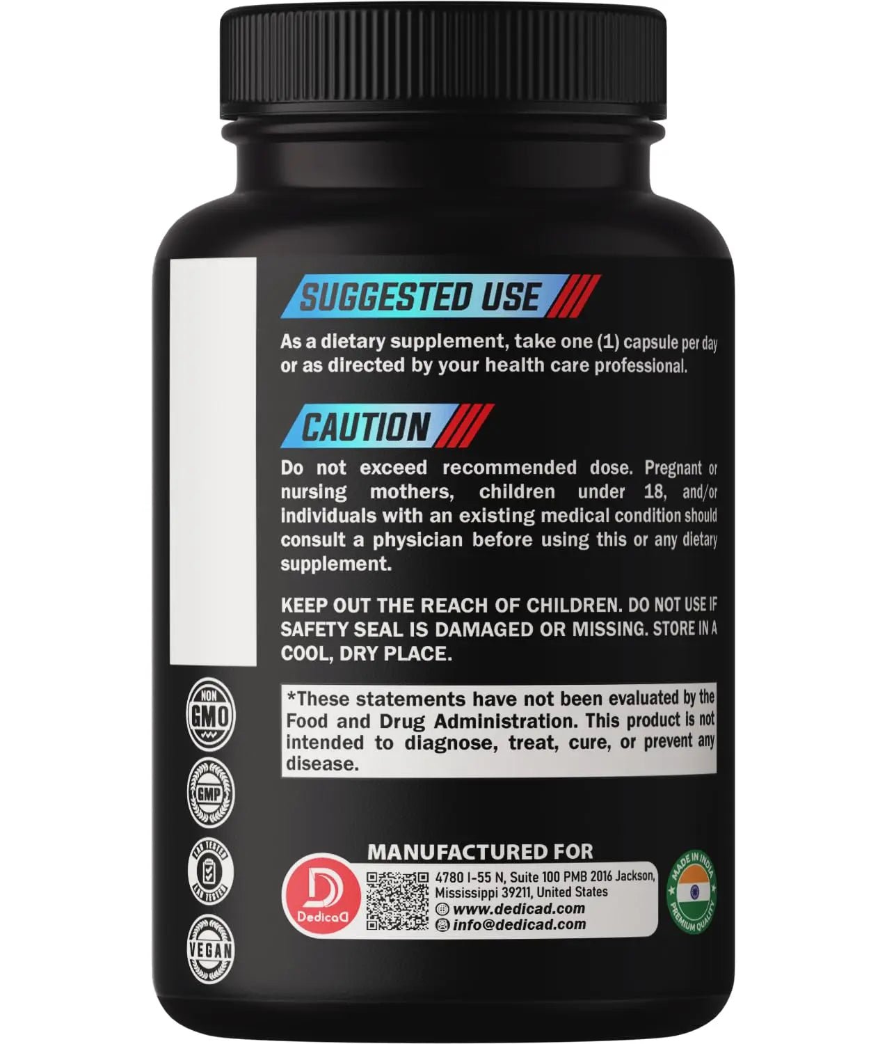 DEDICAD Premium Wormwood Extract Capsules - 5 Month Supply for Immune - 12 Herbs Blended with Black Walnut Leaves, Ginger, Turmeric & More - 150 Counts - TrustMedUSA
