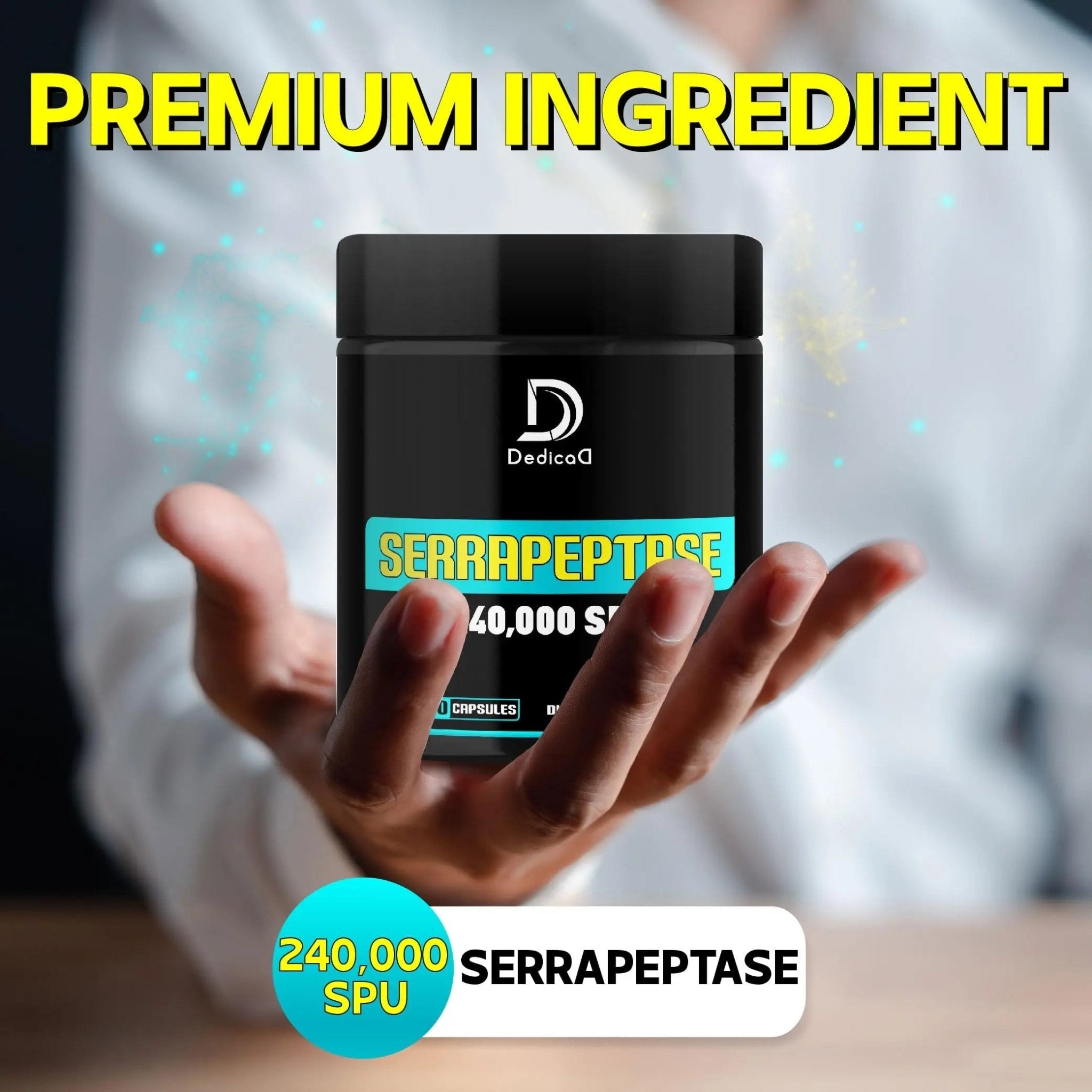 DEDICAD Serrapeptase Supplement 240,000 SPU - 150 Capsules for Smooth Breathing, Heart Health & Immune System Support - 75-Serving Supply - TrustMedUSA