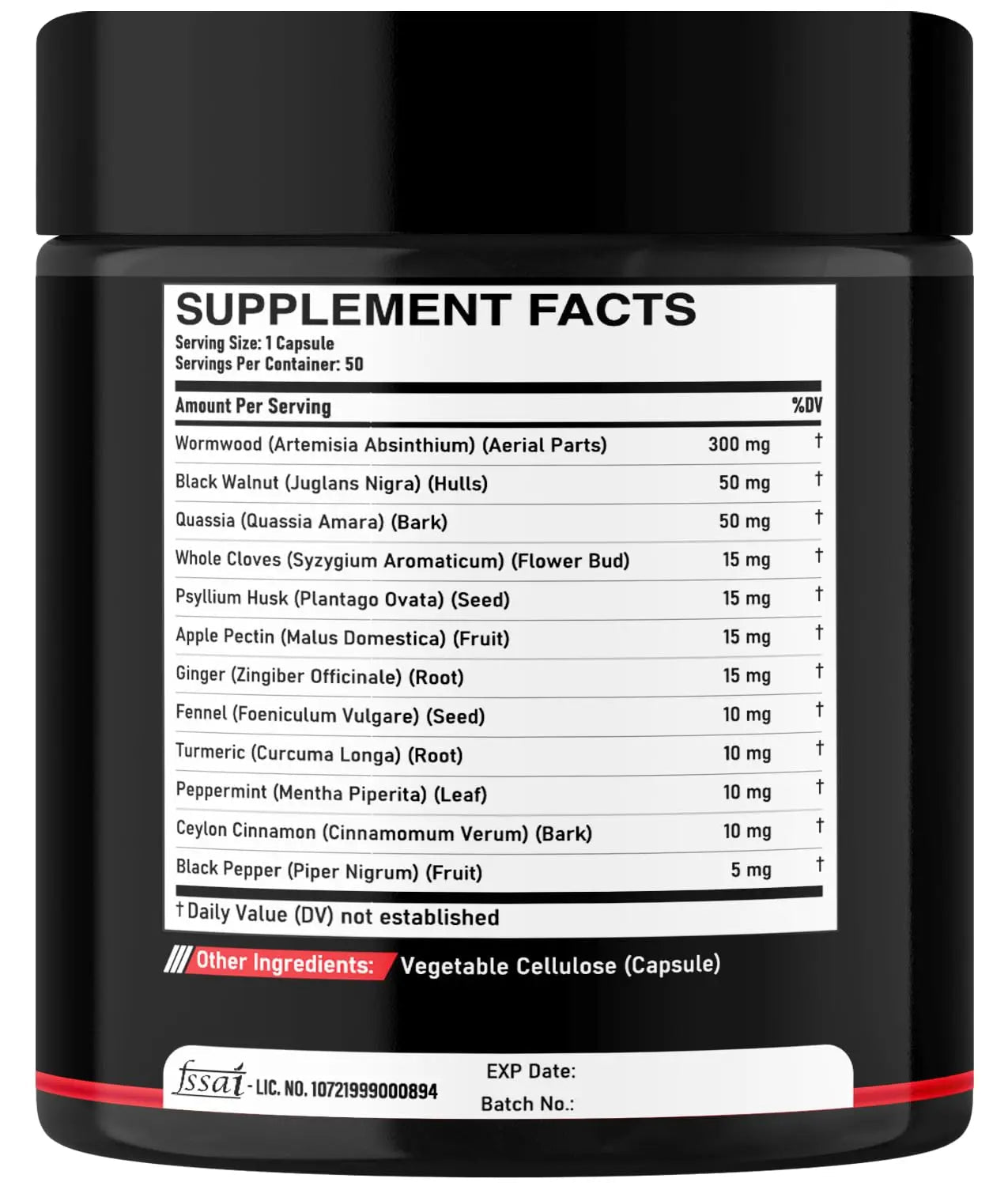 DEDICAD Wormwood Capsules - 12 Herbs Blended Black Walnut, Cloves, Ginger, Turmeric, Cinnamon, Apple, Quassia - 2 Packs 50 Capsules - TrustMedUSA