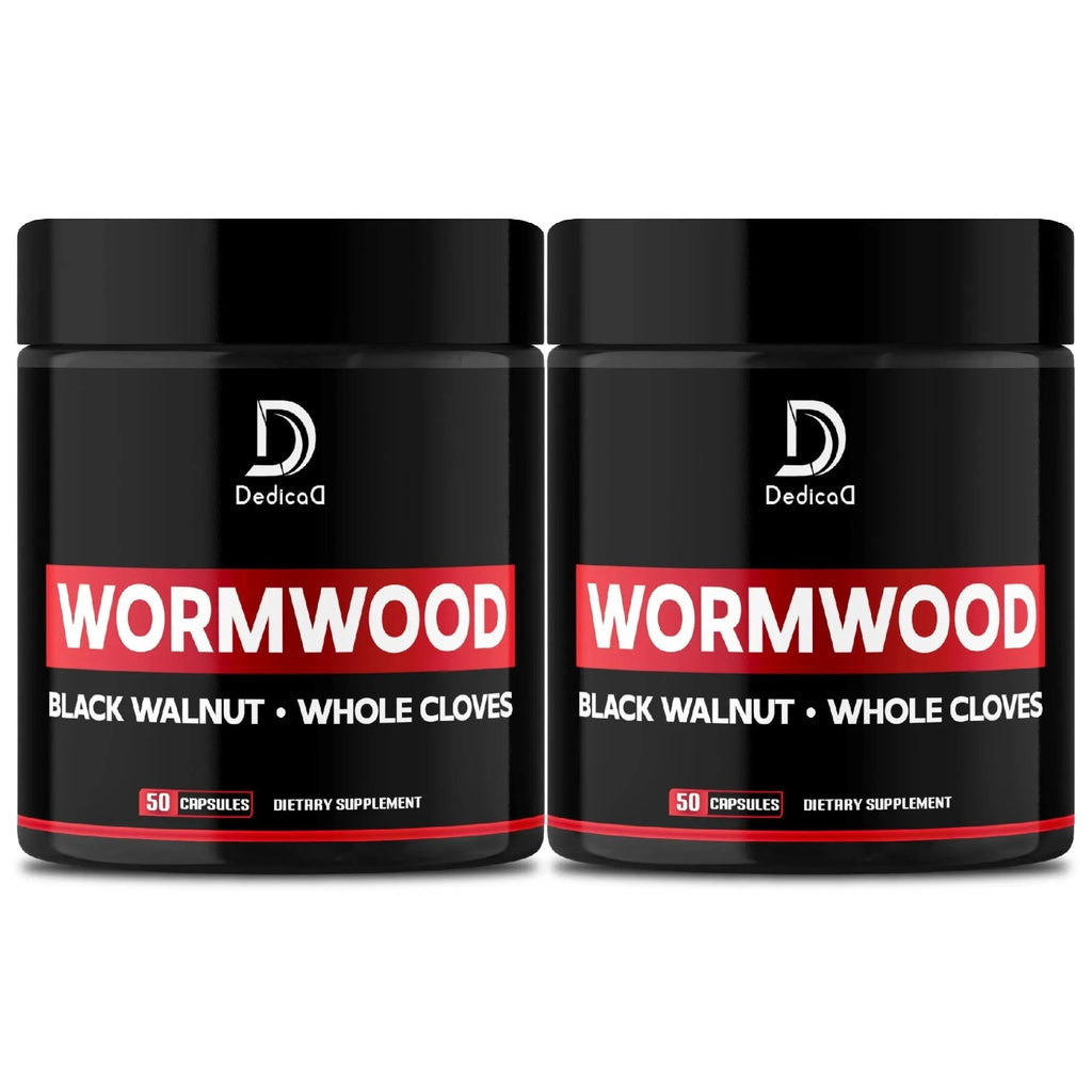 DEDICAD Wormwood Capsules - 12 Herbs Blended Black Walnut, Cloves, Ginger, Turmeric, Cinnamon, Apple, Quassia - 2 Packs 50 Capsules - TrustMedUSA