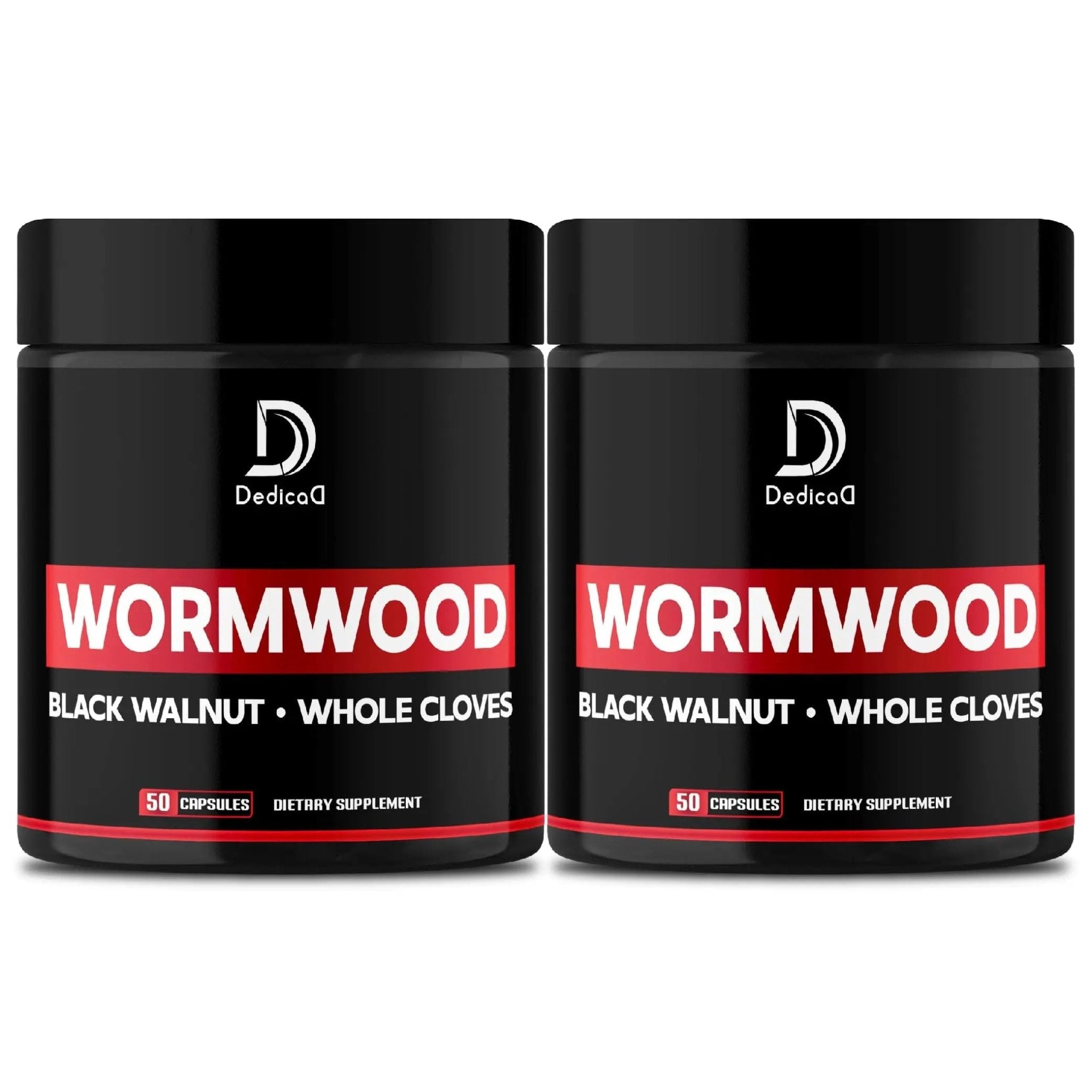 DEDICAD Wormwood Capsules - 12 Herbs Blended Black Walnut, Cloves, Ginger, Turmeric, Cinnamon, Apple, Quassia - 2 Packs 50 Capsules - TrustMedUSA