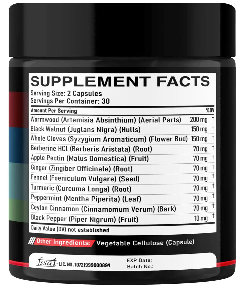 DEDICAD Wormwood Capsules Supplement - Extracted from Black Walnut, Cloves, Turmeric, Apple, Berberine HCl & More - 11 Ingredients Combined for Immune System, Body Management - 60 Capsules - TrustMedUSA