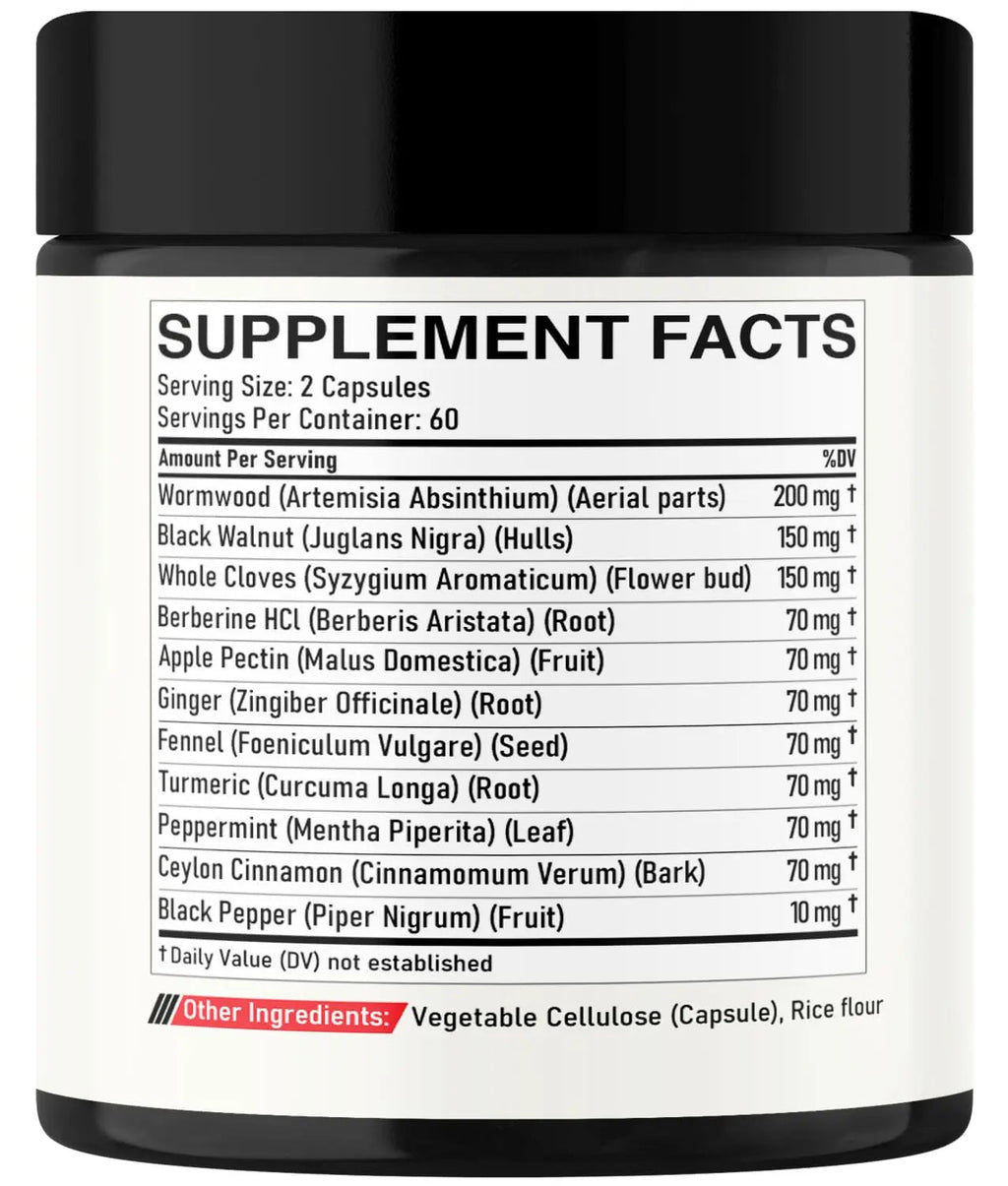DEDICAD Wormwood Supplement - 120 Capsules Extracted from Black Walnut, Cloves, Turmeric, Apple, Berberine HCl & More - 11 Ingredients Combined for Immune System - 2-Month Supply - TrustMedUSA
