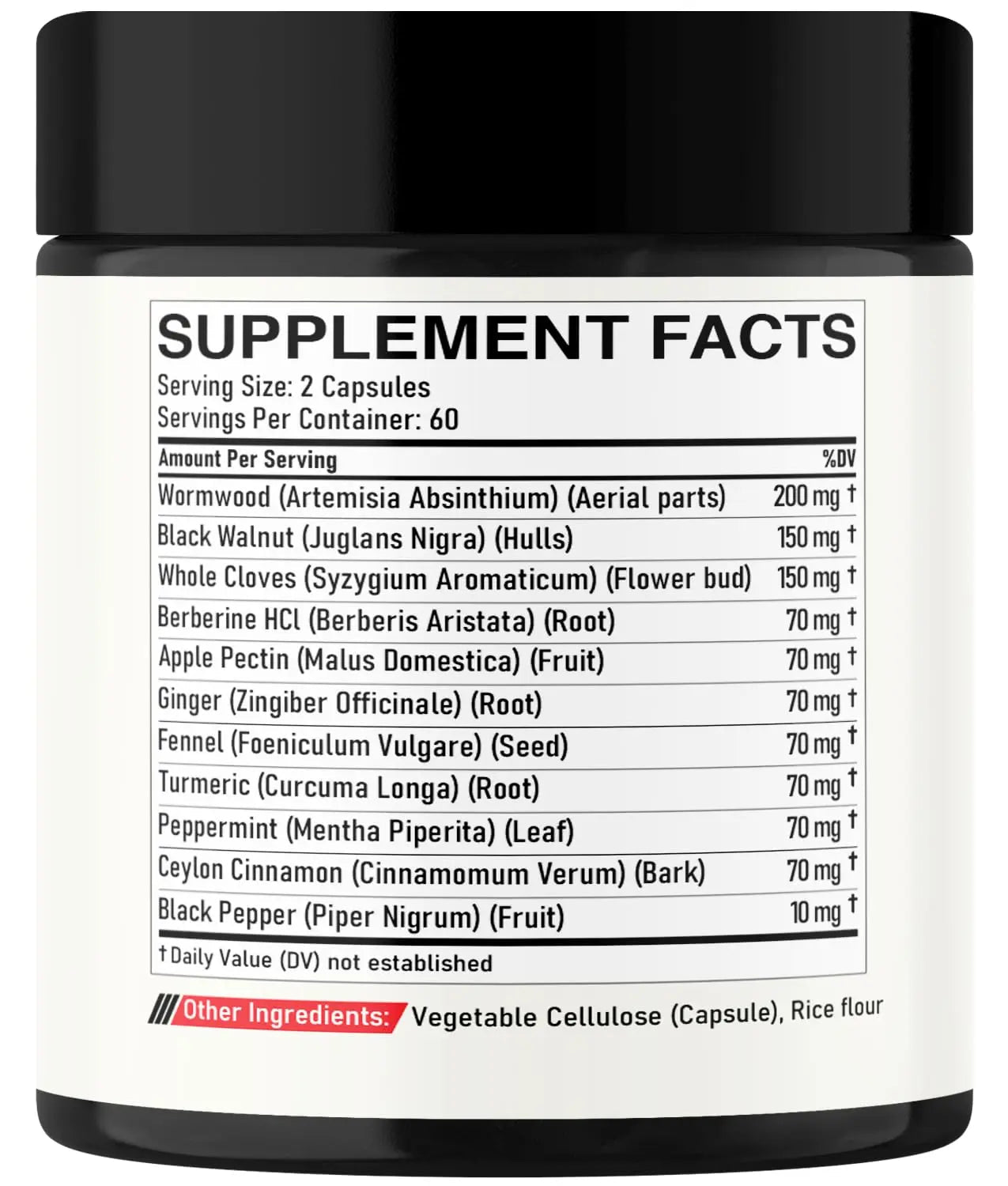 DEDICAD Wormwood Supplement - 120 Capsules Extracted from Black Walnut, Cloves, Turmeric, Apple, Berberine HCl & More - 11 Ingredients Combined for Immune System - 2-Month Supply - TrustMedUSA