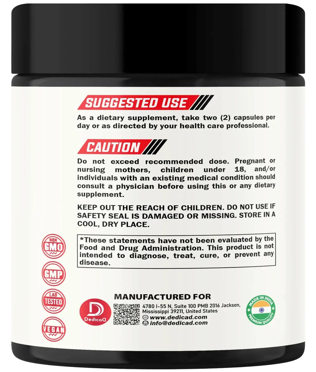 DEDICAD Wormwood Supplement - 120 Capsules Extracted from Black Walnut, Cloves, Turmeric, Apple, Berberine HCl & More - 11 Ingredients Combined for Immune System - 2-Month Supply - TrustMedUSA