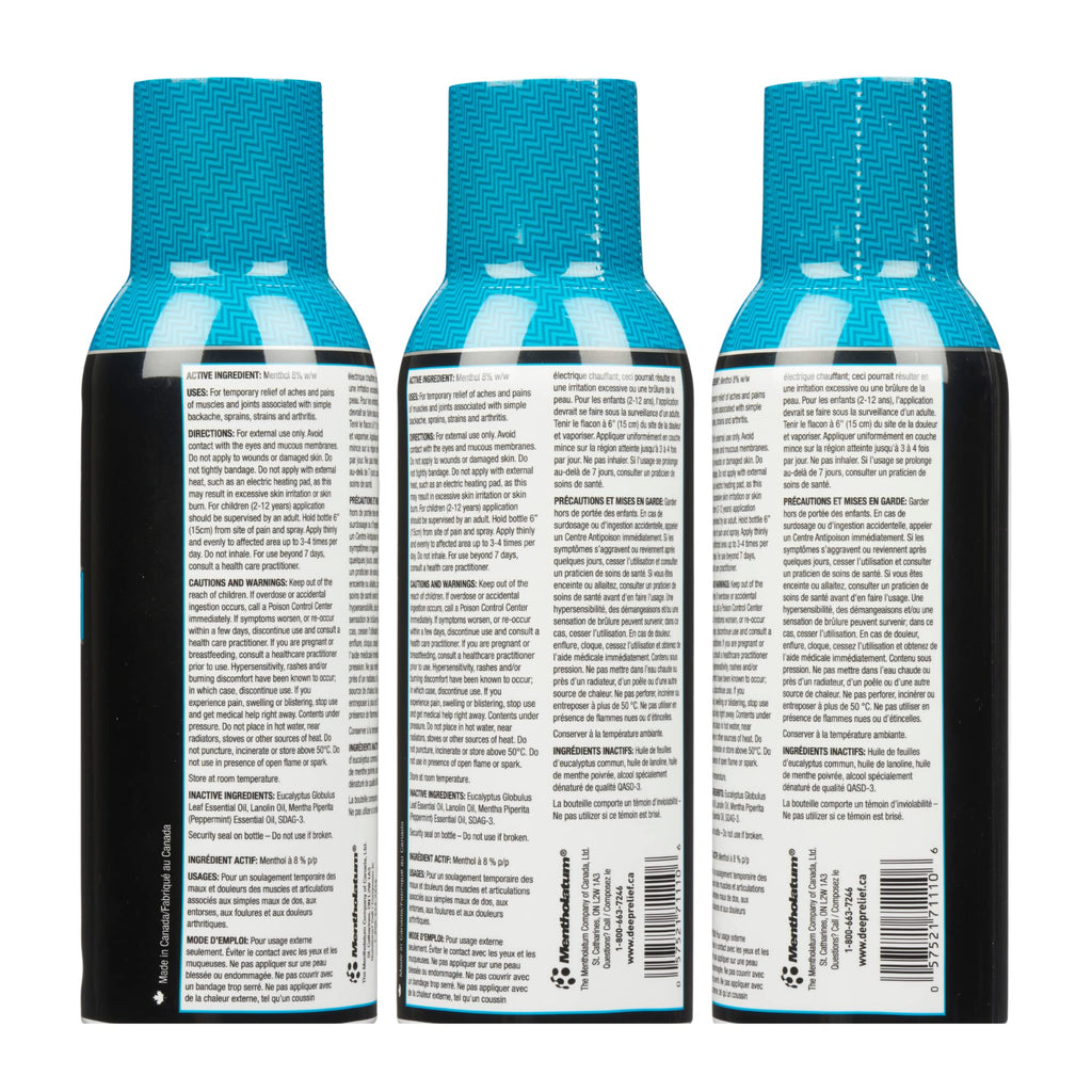 Deep Relief Ice Cold Spray, 150ml - Plastic Bottle, Spray, Cold Therapy, Turquoise, 5.3cm x 5.3cm x 17.1cm - TrustMedUSA