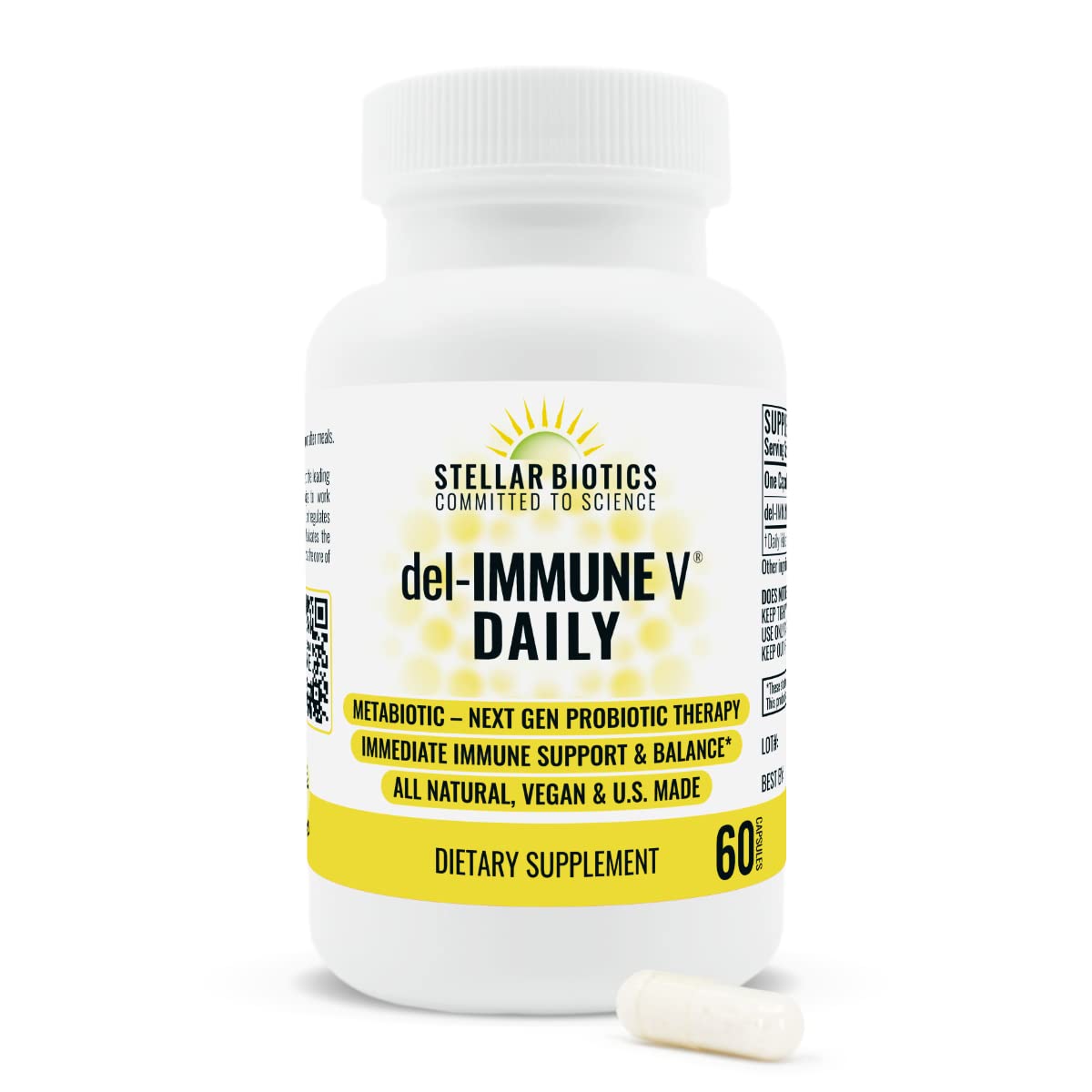 Del-Immune V Daily by Stellar Biotics, All-Natural Immune Support & Gut Health, Immediate Care, Metabiotic: NextGen Probiotic Therapy (60 Caps) - TrustMedUSA