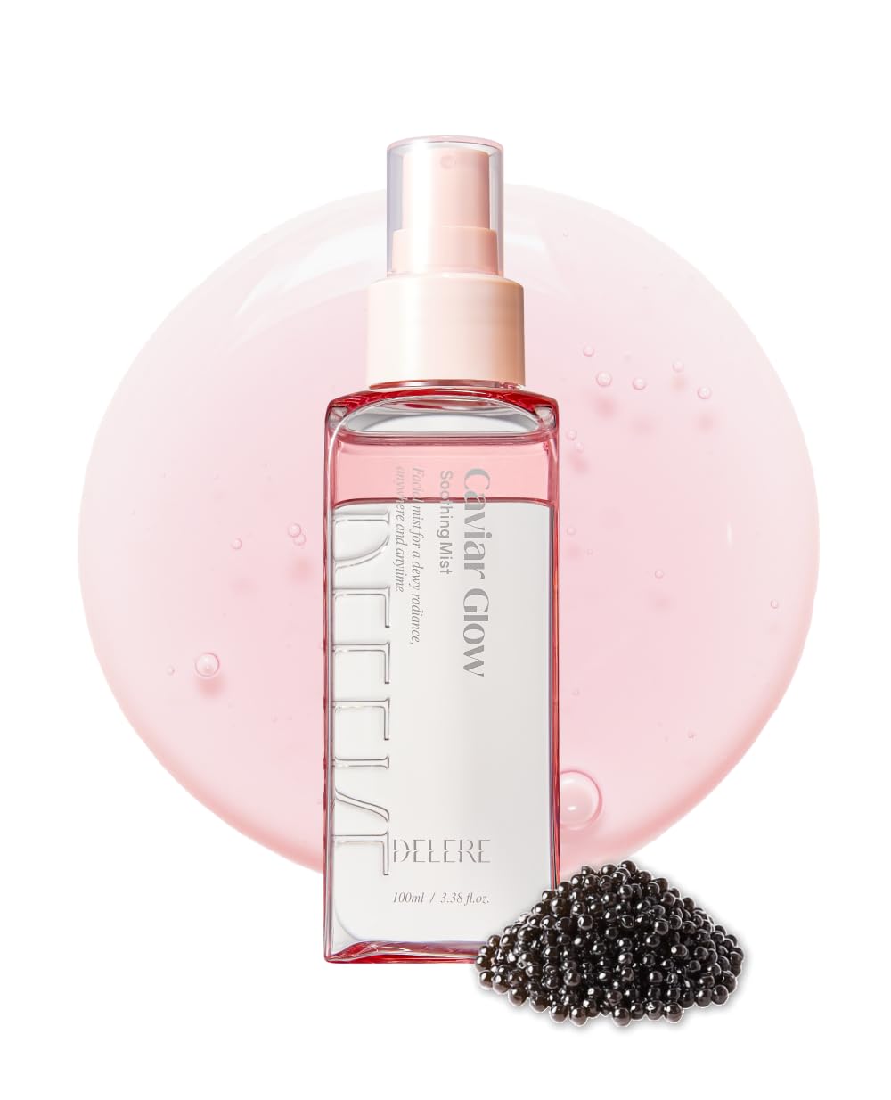 Delere Caviar Glow Soothing Mist | Korean Glass Skin Spray Serum with 5% Caviar & Squalane - Instant 3-Second Radiance & Makeup Setting – Anti-Aging Collagen Booster for Sensitive Skin, 3.4oz - Maple Wellness Supplements