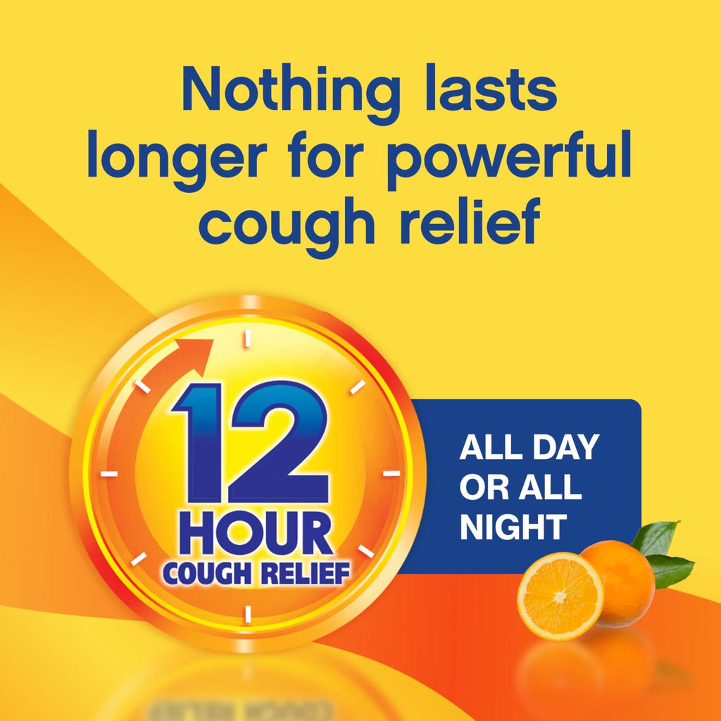 Delsym 12 Hour Cough Medicine for Adults, Powerful Relief for 12 Hours, Cough Suppressant Liquid with Extended-Release Dextromethorphan, Orange Flavor Liquid Cough Syrup, 5 Fl Oz (Pack of 1) - Maple Wellness Supplements