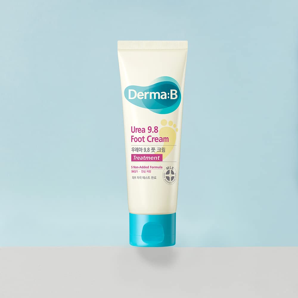 Derma B | Urea 9.8% Foot Cream | Foot Lotion for Dry Cracked Heel Treatment | Camellia Oil, Urea Cream for Feet | Hypoallergenic Leg Cream for Sensitive Skin | Woody Scent Foot Care | 2.7 fl oz (80ml) - Maple Wellness Supplements